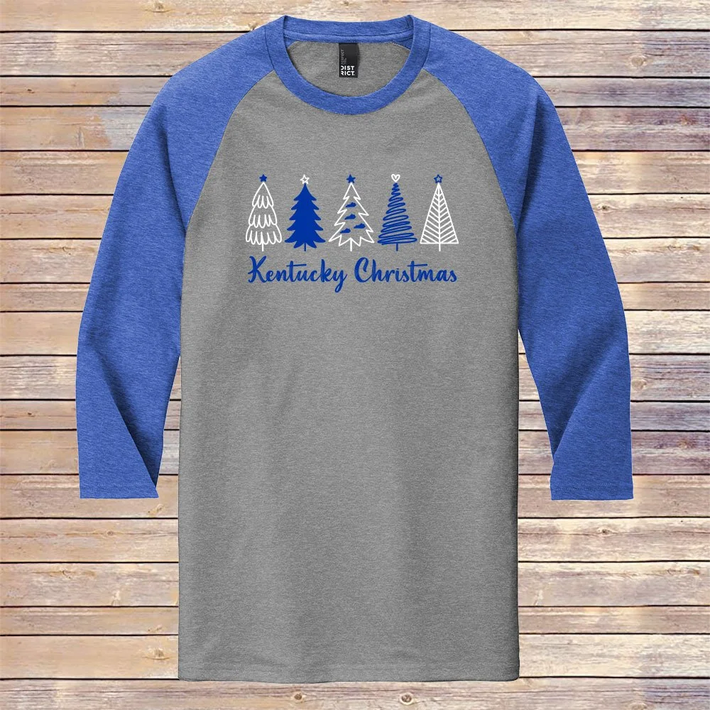 Heather Royal/Gray Kentucky Christmas Tri-Blend Christmas Raglan
