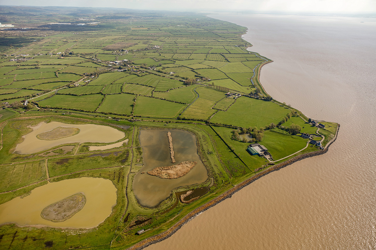 Looking east over Goldcliff Lagoons towards Porton and Redwick.