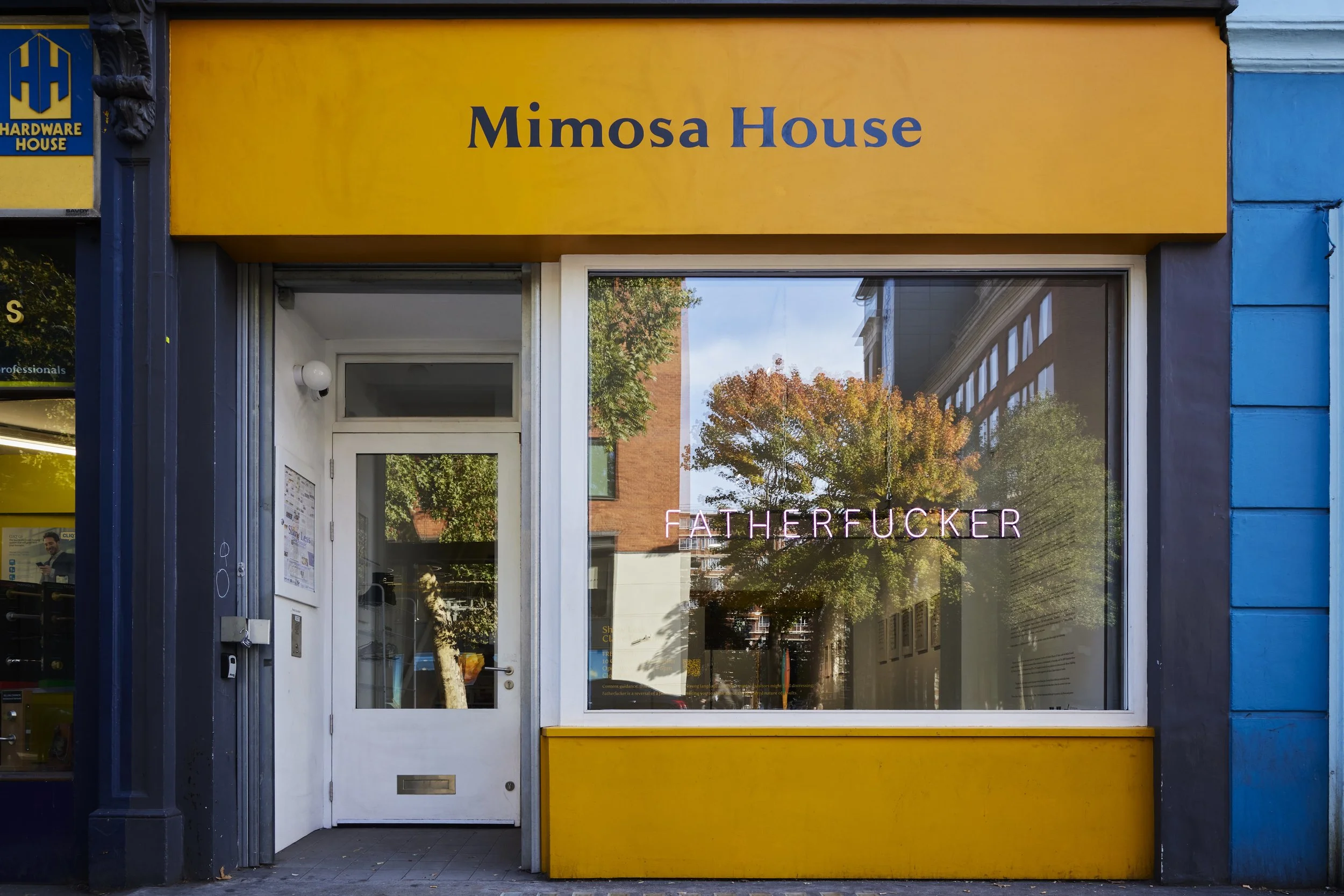 Claire Fontaine, Show Less, Installation view at Mimosa House 2025. Photo Credit: Christa Holka. Courtesy of Mimosa House.