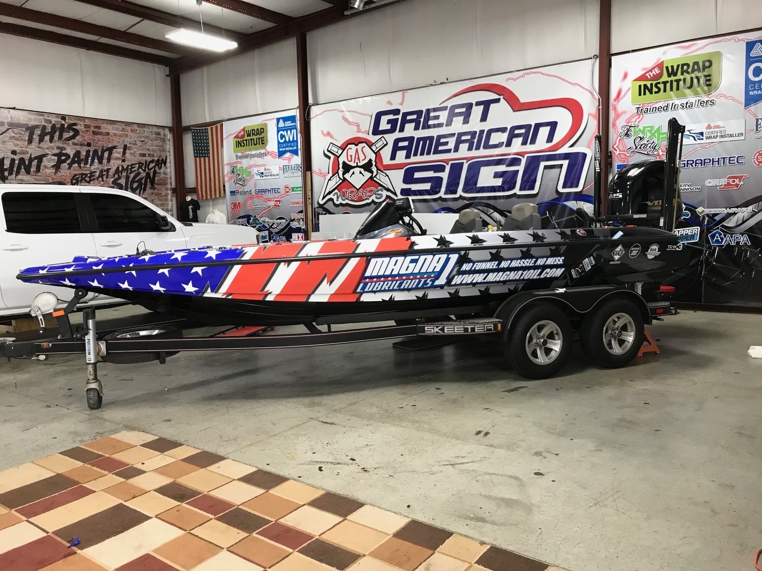 American Flag Boat Wrap