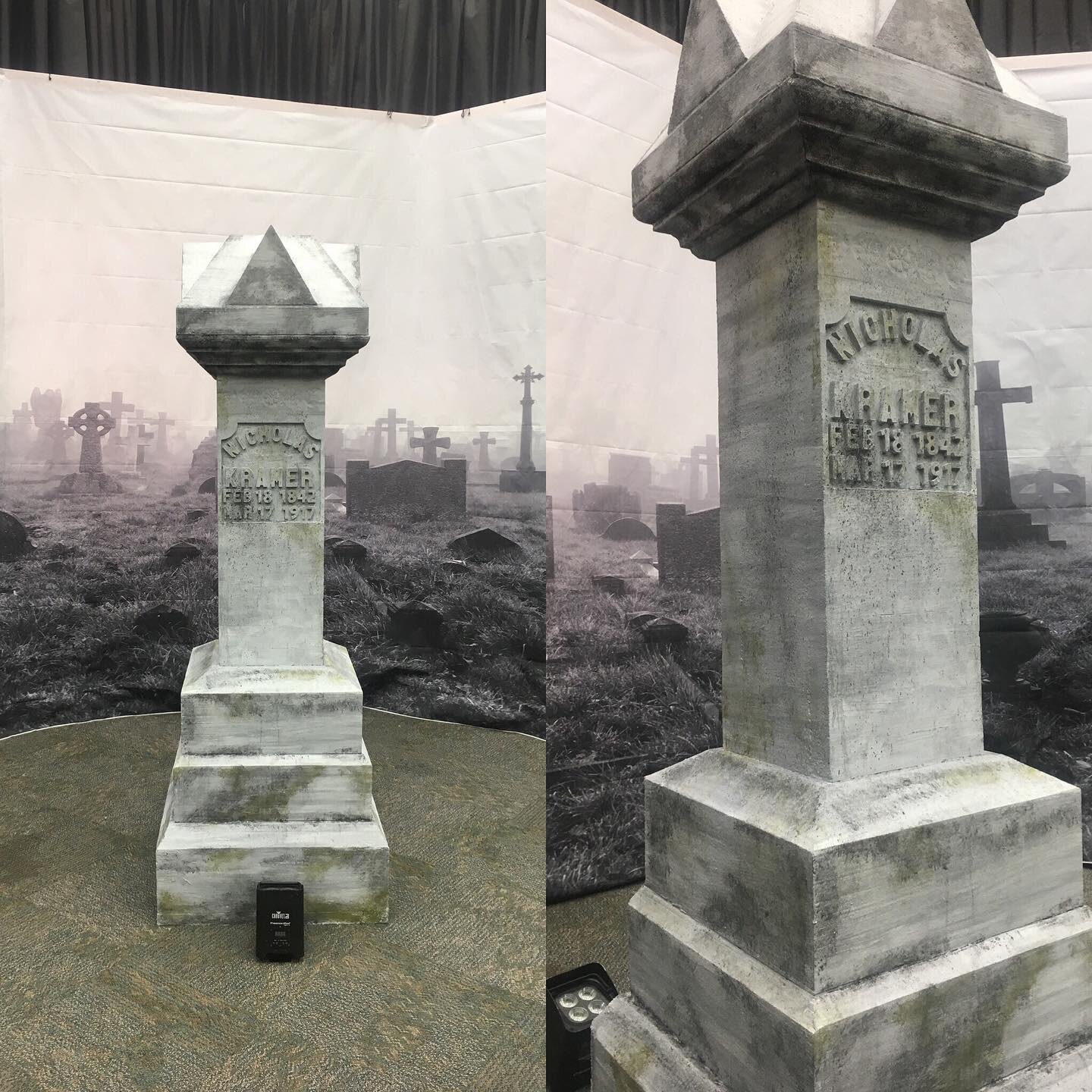 We are very proud to be able to share our latest project we created in collaboration with @visionaryeffects A replica tombstone from Night of the Living Dead, commissioned by @scarehouse for the #livingwiththedead Party - celebrating the George A. Ro