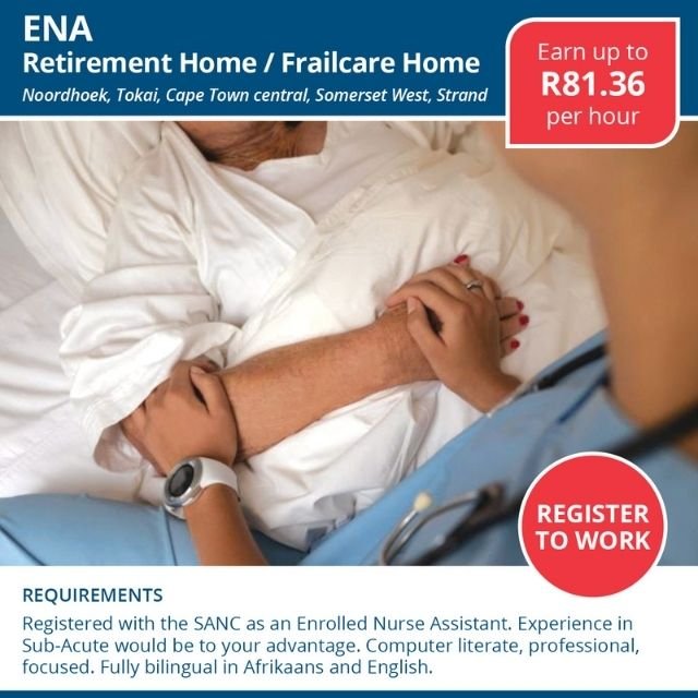 Enrolled Nurse Auxiliary – Retirement Home R81.36 per hour