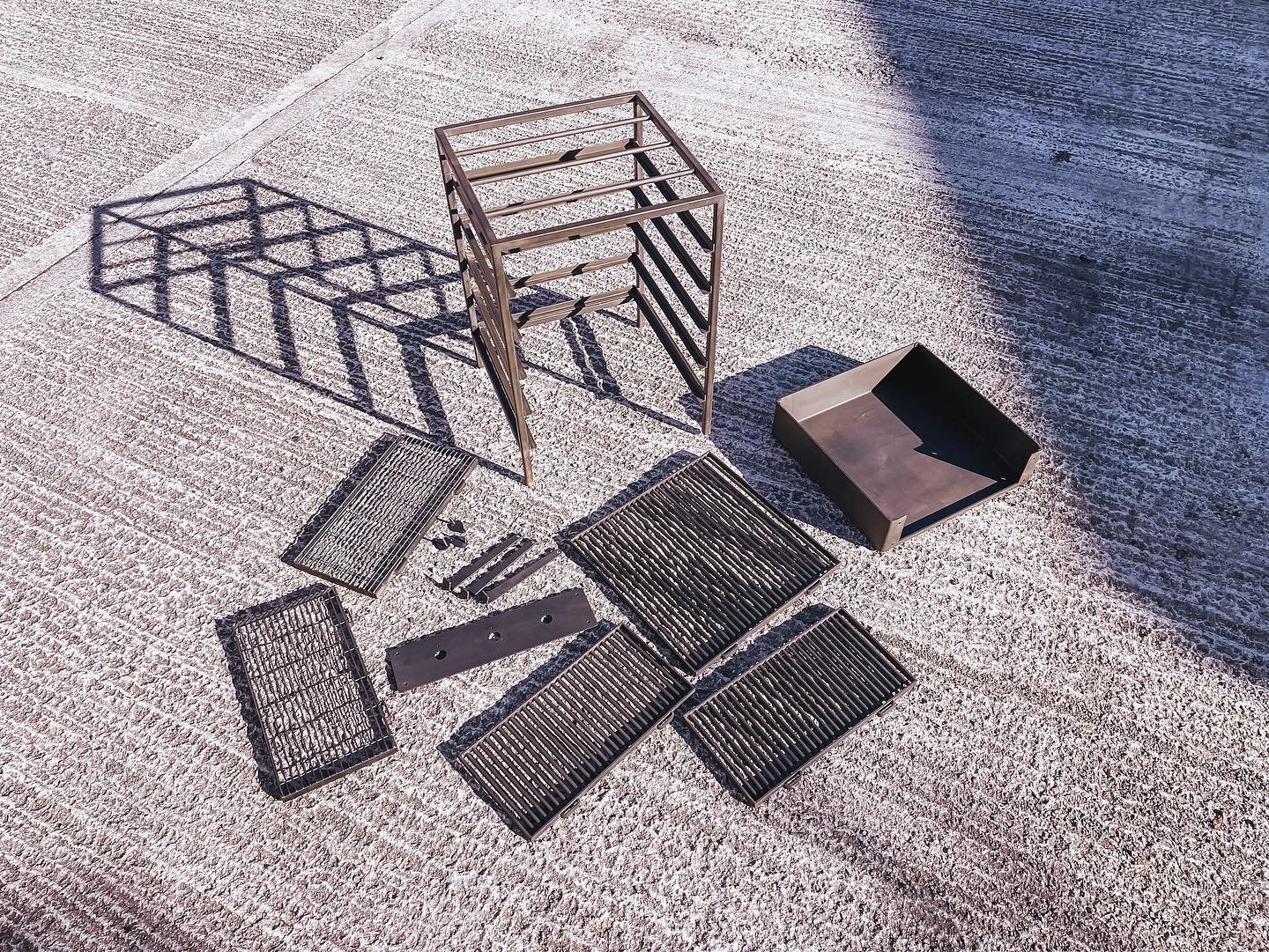 An open charcoal grill in production for chef @hyltonespey 
This has been in development for years, and it will finally sit in @culture.restaurant very soon.
Heavy gauge steel. Patina and wax finish. A fully insulated fire box with adjustable air hol