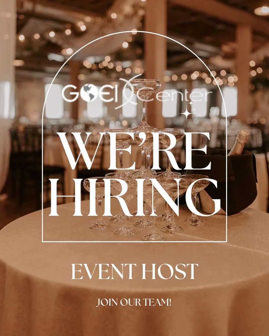 Love events? We do too &mdash; and we&rsquo;re hiring!

Join the the Goei Center crew and be part of something unforgettable. 🤍

#TheGoeicenter
#TheKindelRoom
#EventJobs
#HospitalityJobs
#EventStaff
#VenueJobs
#EventCareers