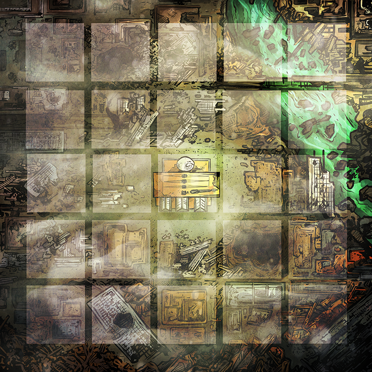  Game mat for Funcertainty Box’s game “Miasmatic Mayhem”. 