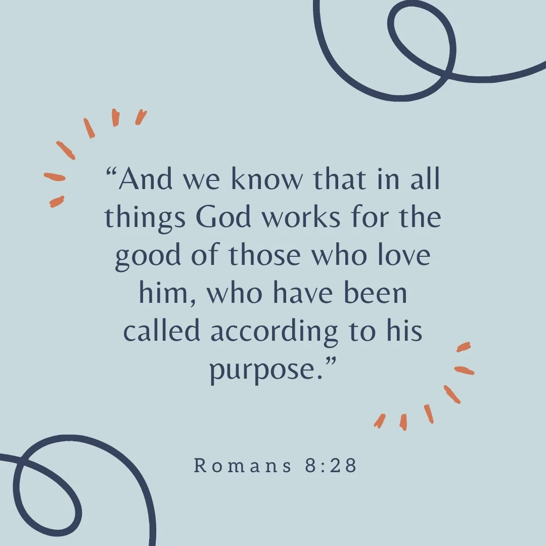 Memorization Monday!⁠
⁠
&quot;And we know that in all things God works for the good of those who love him, who have been called according to his purpose.&quot;⁠
-Romans 8:28⁠
⁠
It is for good reason that this is one of the most familiar verses in the