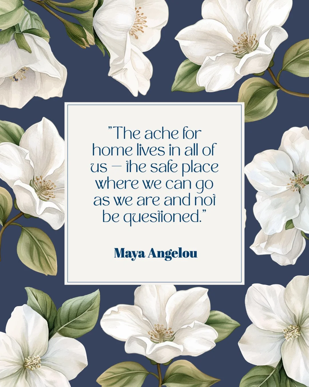"The ache for home lives in all of us &mdash; the safe place where we can go as we are and not be questioned."⁠
&mdash; Maya Angelou⁠
⁠
Maya Angelou understood displacement. She knew what it meant to long for somewhere safe &mdash; a place 