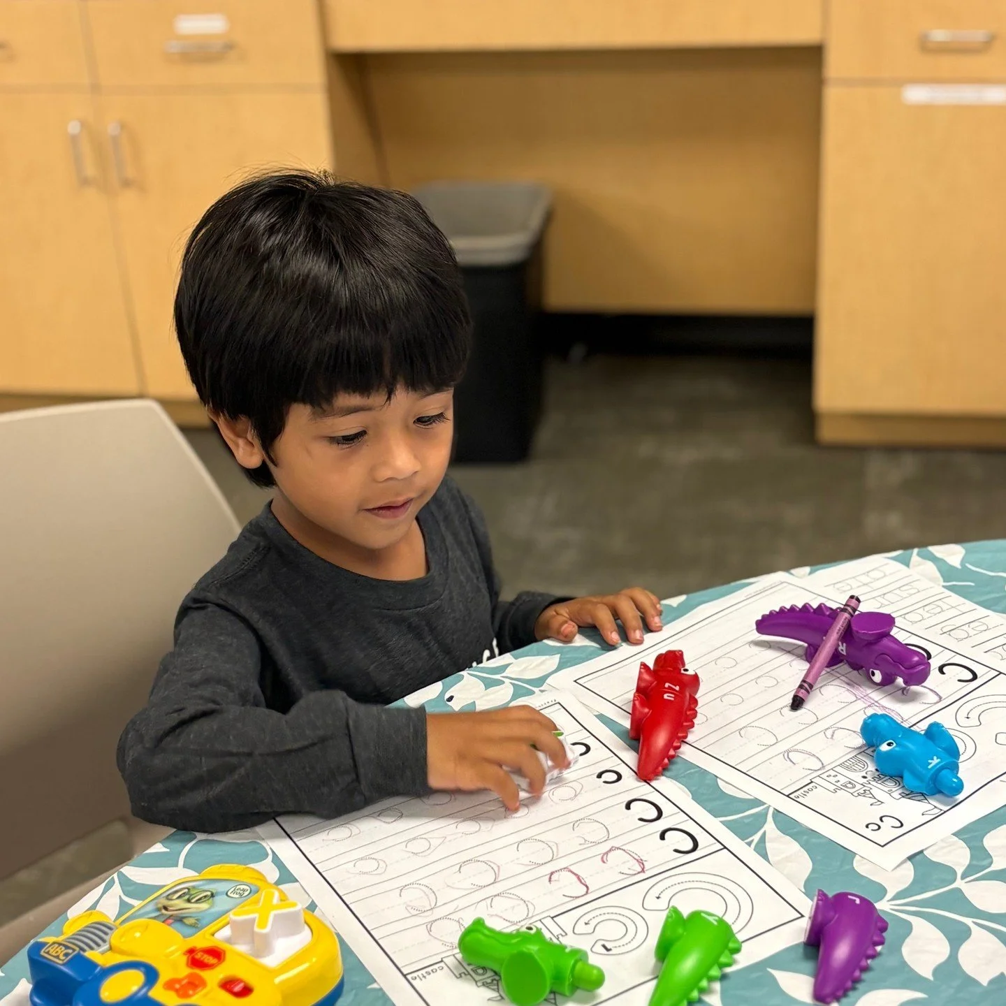 Hands-on learning looks a little different for everyone &mdash; and for this preschool scholar, it looked like a table full of alligators. 🐊

This week, he worked on letter recognition and handwriting practice for the letter C, using alligator manip