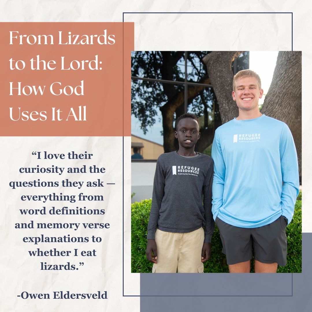 From Lizards to the Lord: How God Uses It All⁠
⁠
My wife and I have been serving at Refugee Resources since January 2025. We were connected to the ministry through a friend of my wife's from work and were immediately drawn in. Since moving to Dallas,