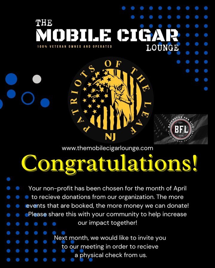 Thank you to our friends over at The Mobile Cigar Lounge who chose us to donate a portion of their sales from anyone who books cigar rolling with them during the month of April!