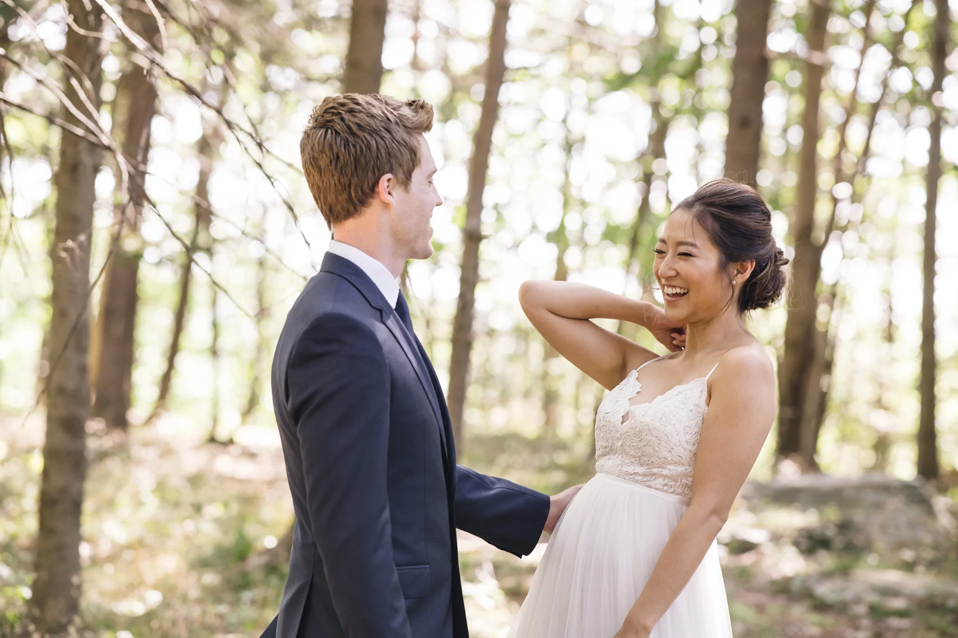 When it comes to the first look, I don't focus on the location. A nice private place for the couple is fine, because it is all about the couple. I'm sure Matt and Rachel were not concerned about the background of this part of their day, it was all about the moment. We were in Point Pleasant Park for this one, and only about 20 feet away from a big old parking lot!