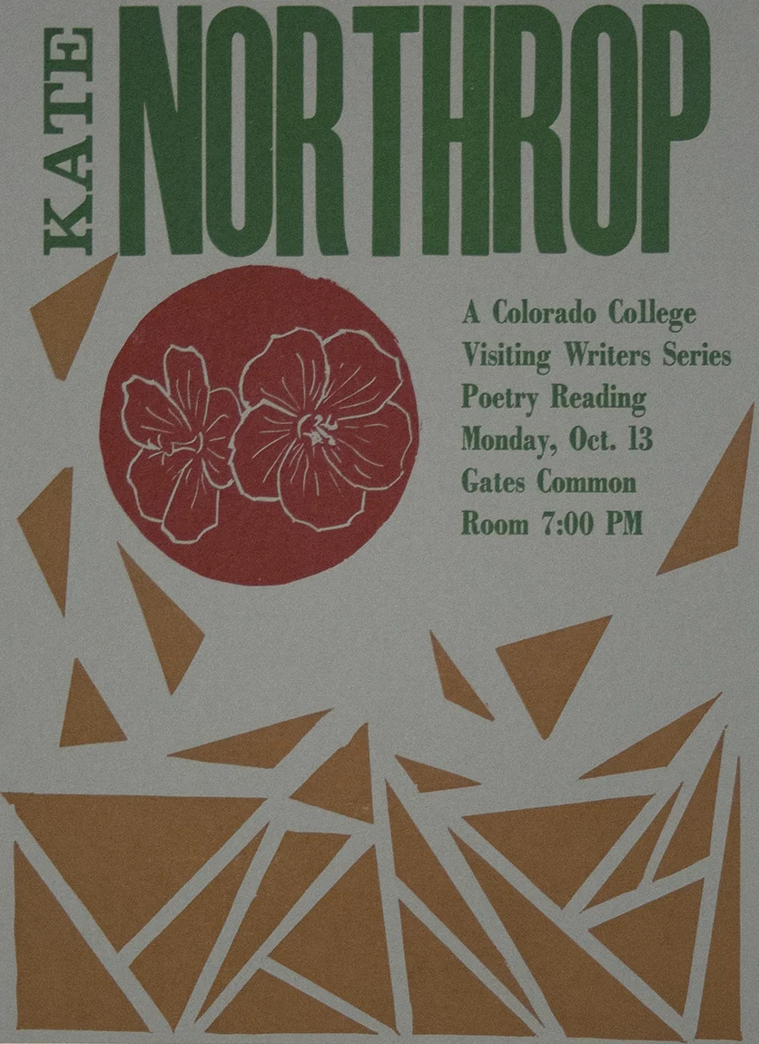 Poster by Taryn Wiens. Linoleum block, metal & wood type.