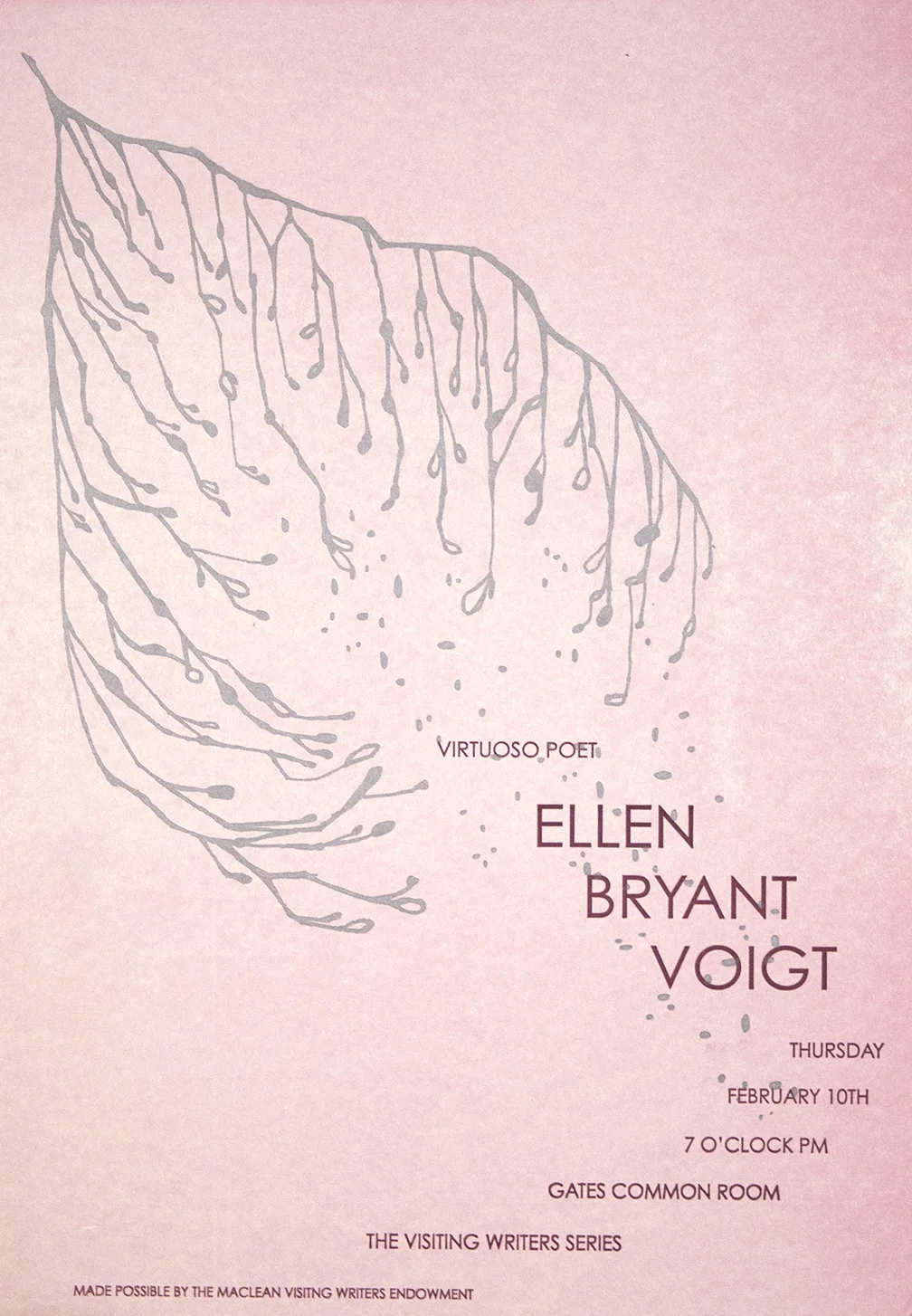 Poster By Eleanor Anderson. Linoleum block, photopolymer plates, and metal type.