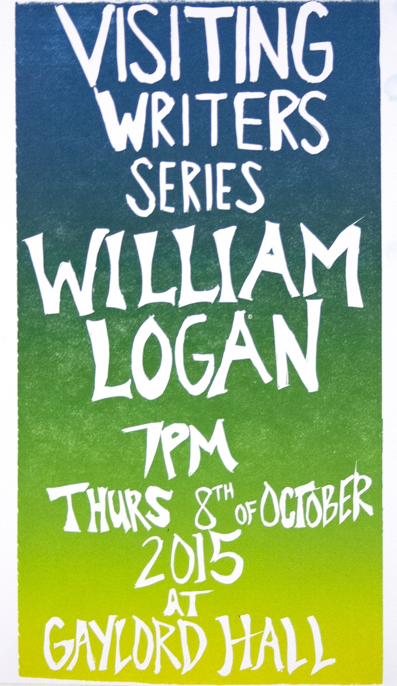 Poster by Emma Kearney. Linoleum block.