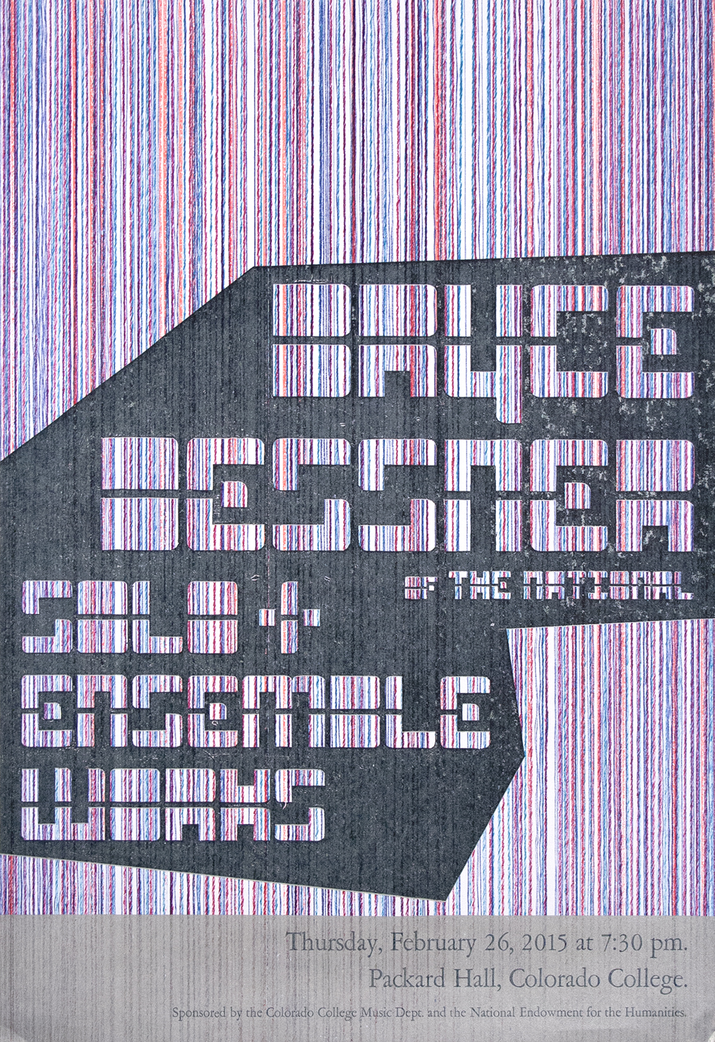 Poster by Aaron Cohick. Collagraph and metal type.