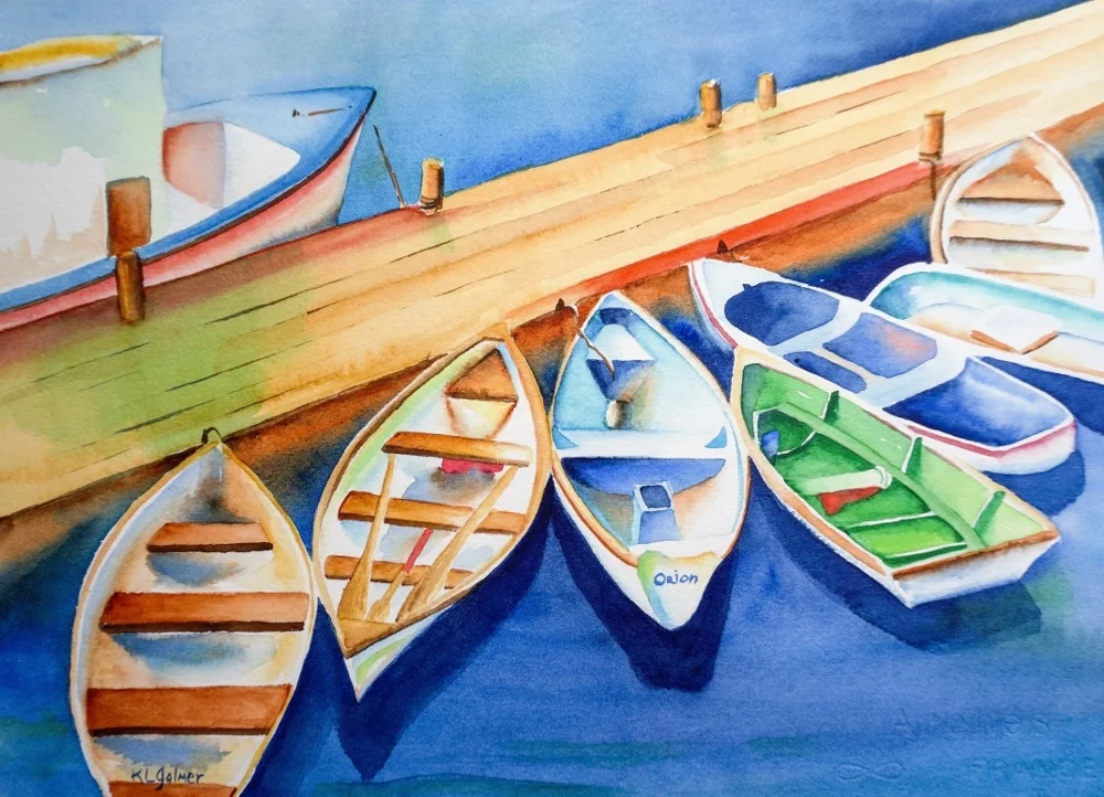 Boats Framed watercolor 16 x 20", $300 Prints available