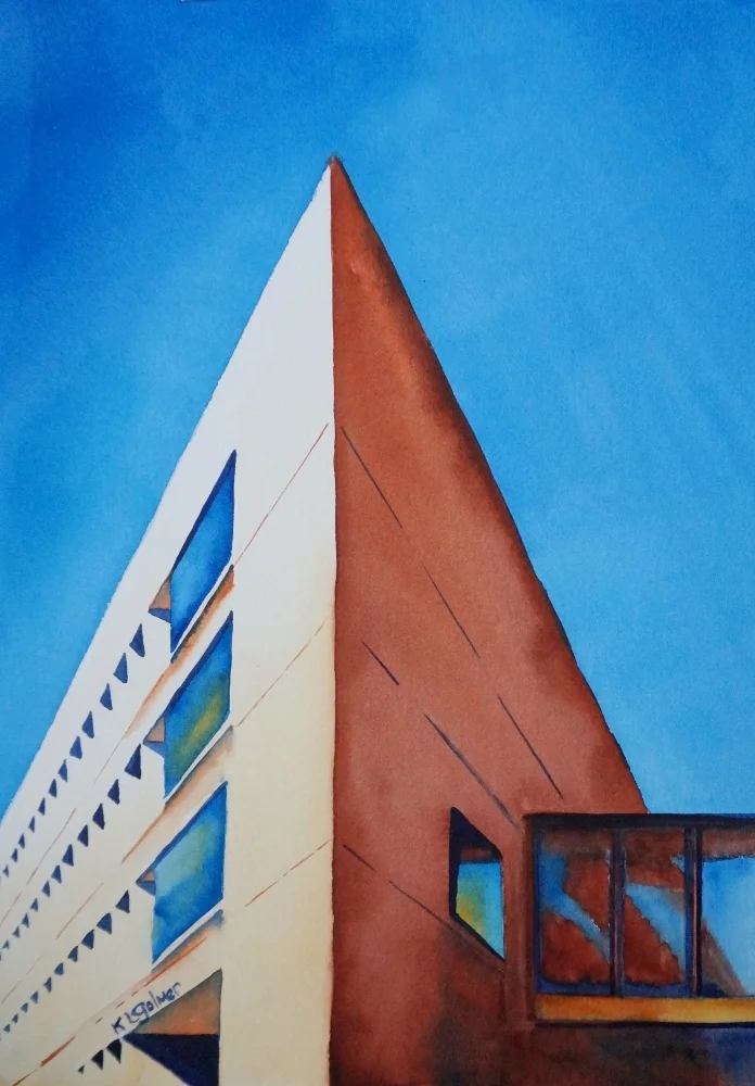 MIT Building 66 Framed watercolor 20 x 16", $300