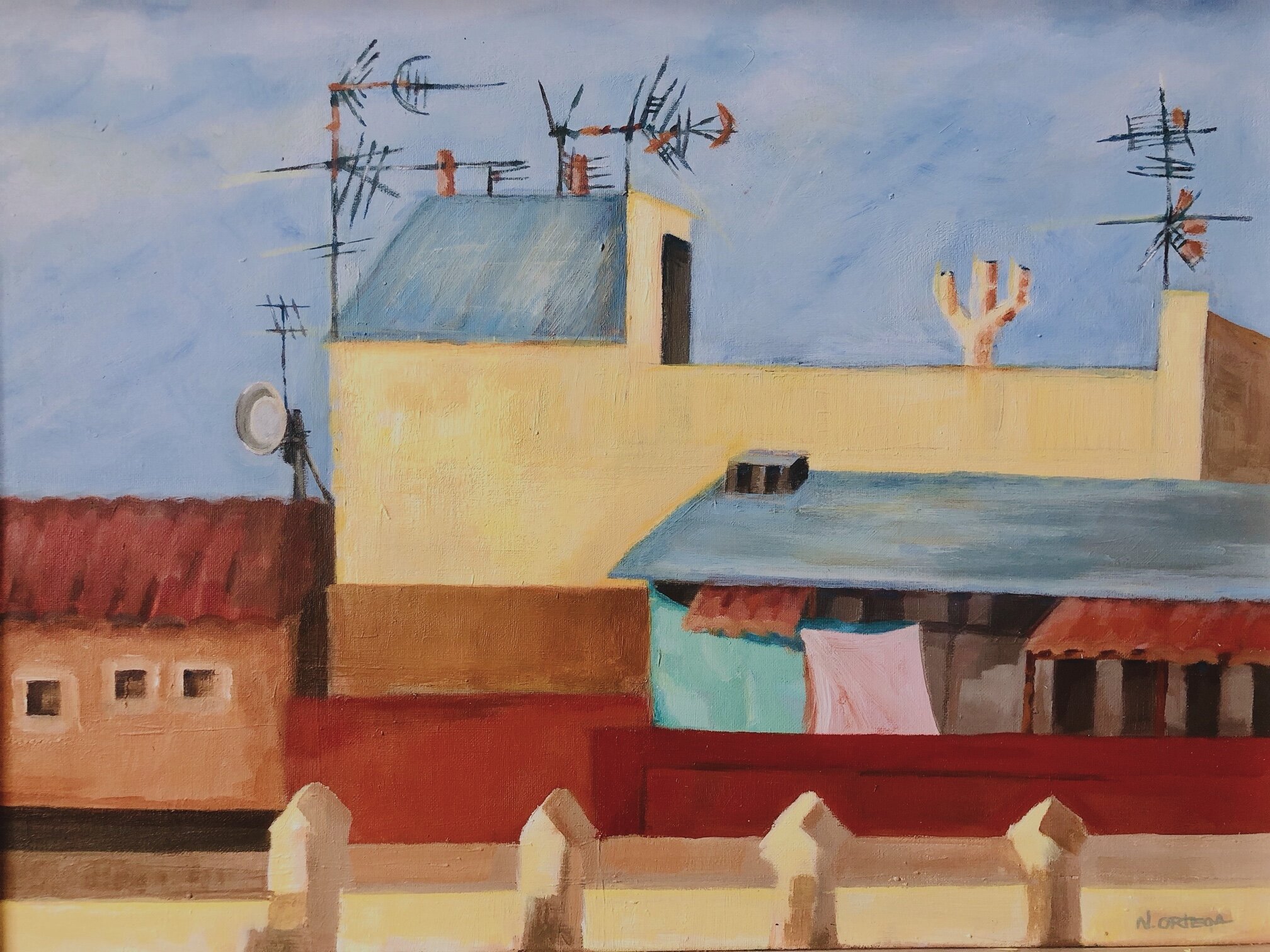 Barceloneta Rooftops PM Acrylic, 18 x 24”