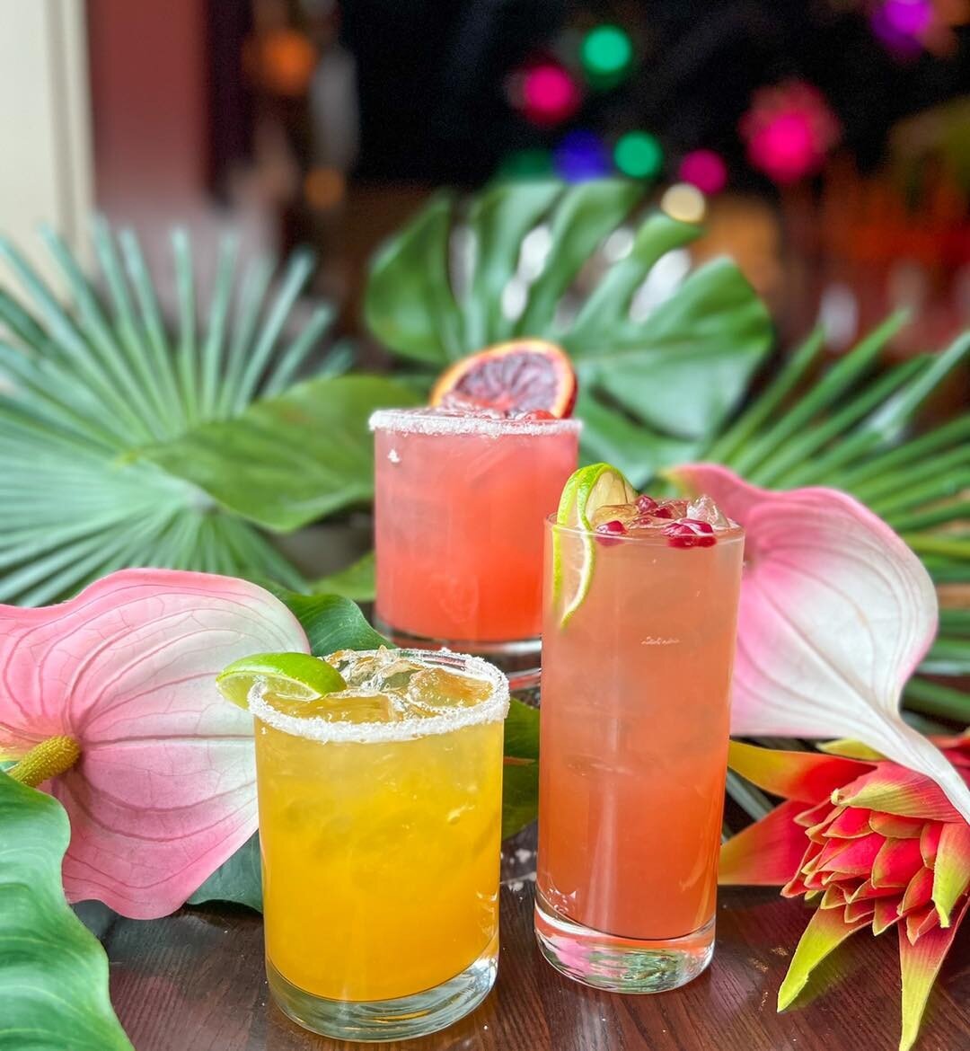 Some delicious new cocktails just hit the menu! (L-R) Passion Fruit Margarita, Smokey Blood Orange Margarita, Pink Passion Paloma 🍹 Cheers! 
.
.
.
.
.
#mexicanfood #authenticmexicanfood #authenticmexicancuisine #mexicanrestaurant #westconcordma #wes