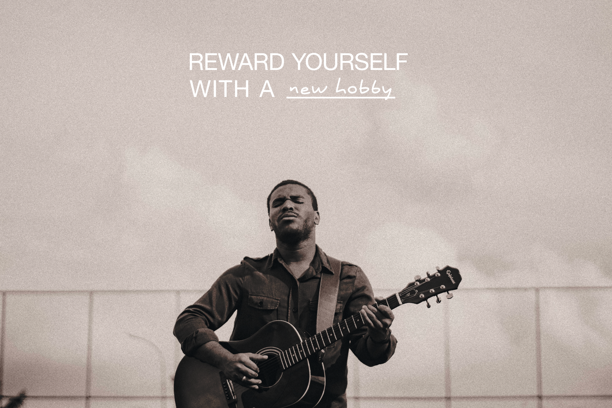Reward yourself with a new hobby (African American man playing the guitar).