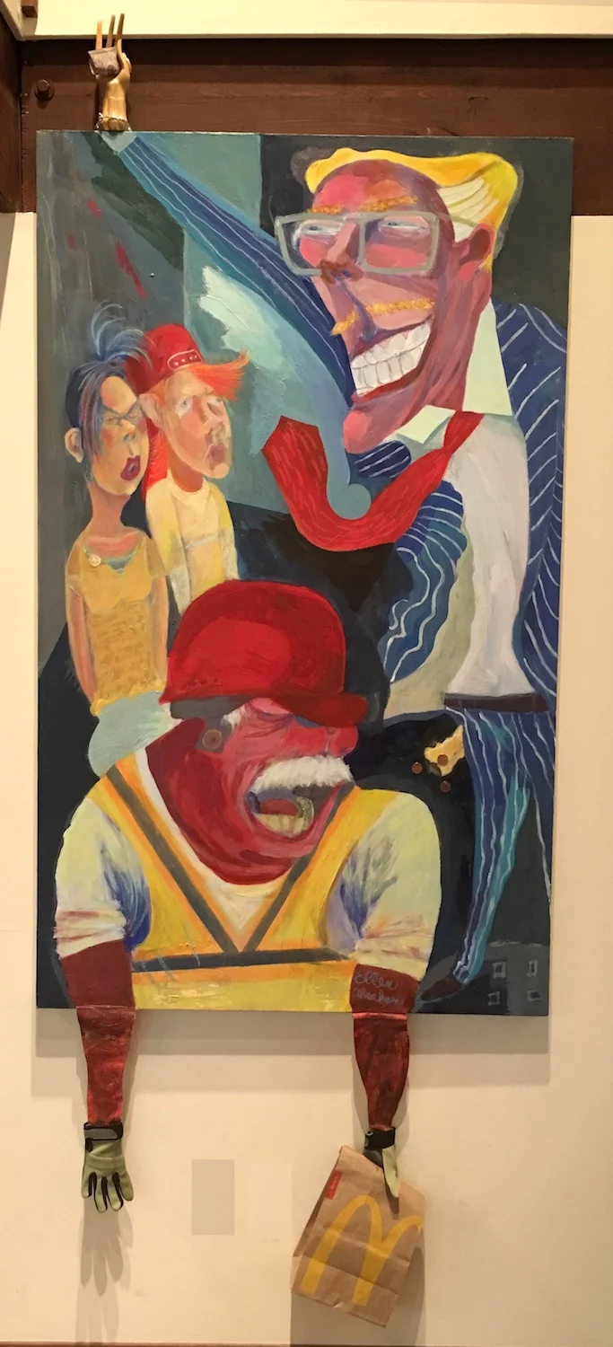 Canvasing the Voters, Acrylic and collage on canvas, 60" x 36"