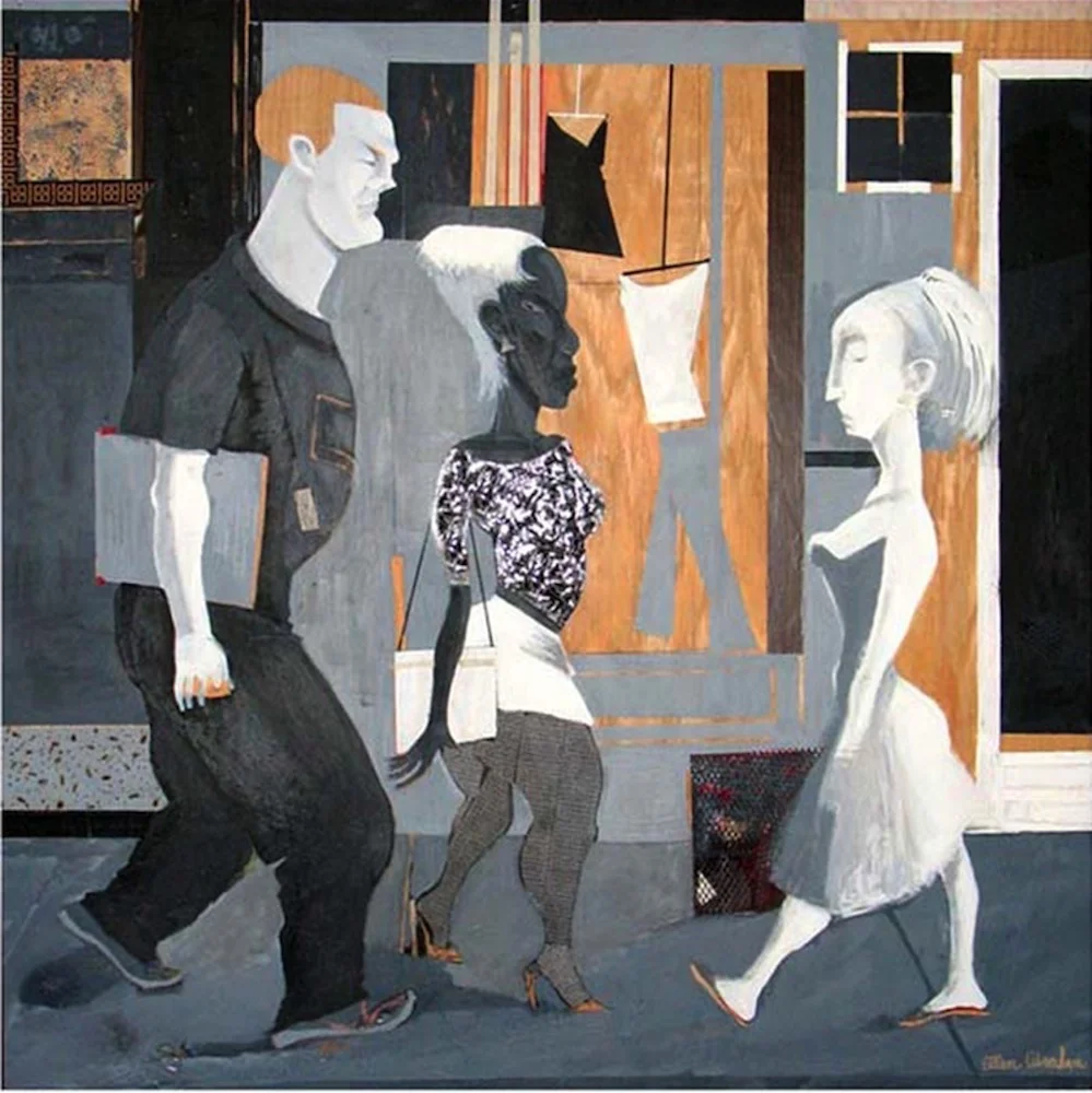 Do Not touch, 48" x 48", Oil and collage on wood