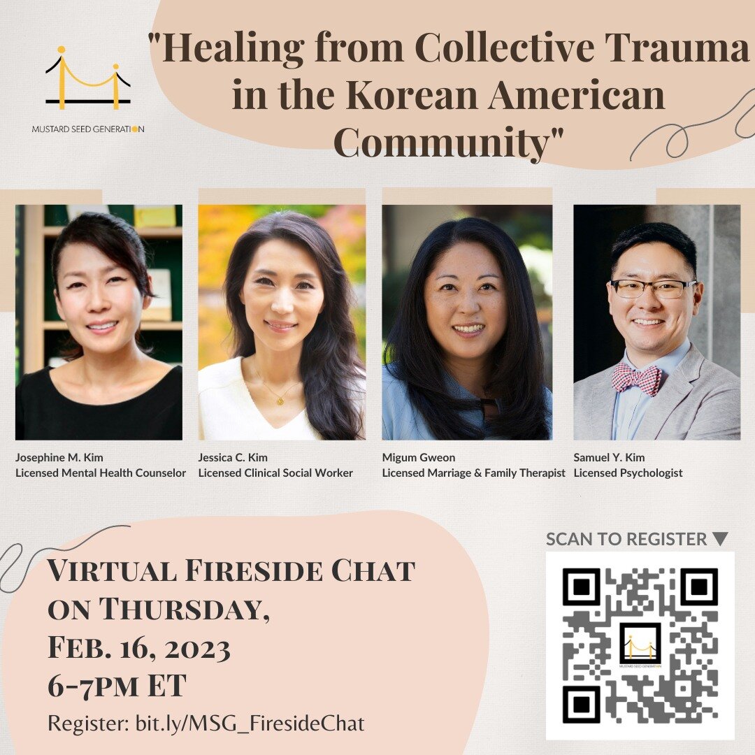 Dear MSG family,⁣
Our hearts are troubled for our Asian American community dealing with the recent events of violence. During these times, we feel the need to create the space to talk about healing from collective trauma in the Korean American commun