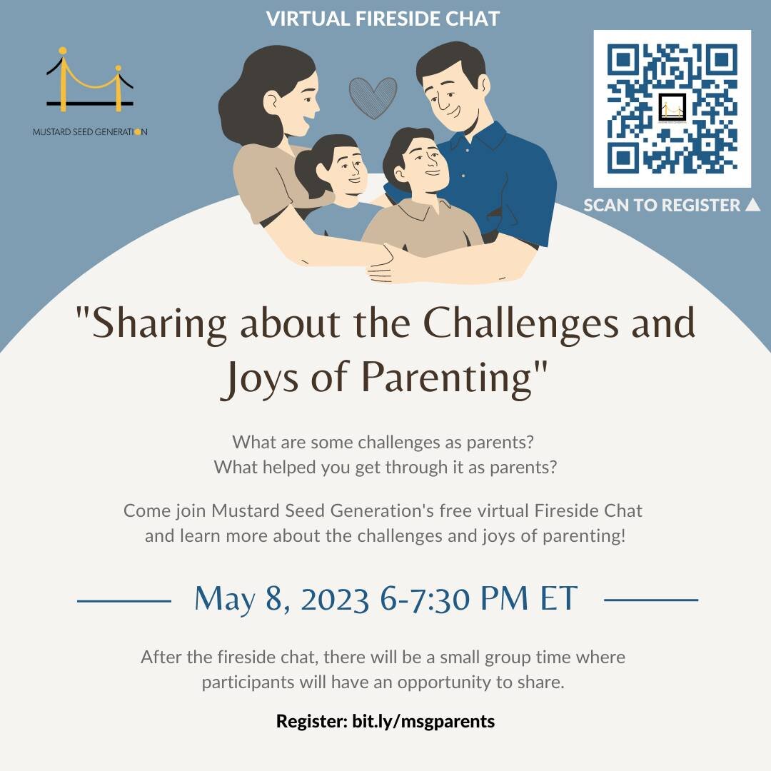 What are some of unique challenges as Korean American parents? ⁣⁣
How can we, as parents, understand and respond to these challenges?⁣⁣⁣⁣
⁣⁣
Mustard Seed Generation would like to invite you to a virtual fireside chat with four amazing speakers of exp