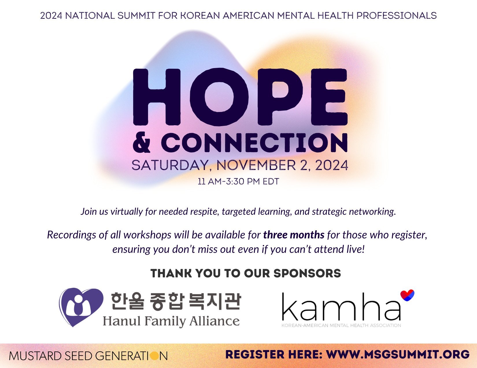 🌟 Can&rsquo;t make it to the summit? Don&rsquo;t worry! 🌟

Even if you can&rsquo;t join us live, you can still register and get access to all the workshop recordings! 🎥✨ (Note: Panel session recordings will not be available.)

💡 Learn from top ex