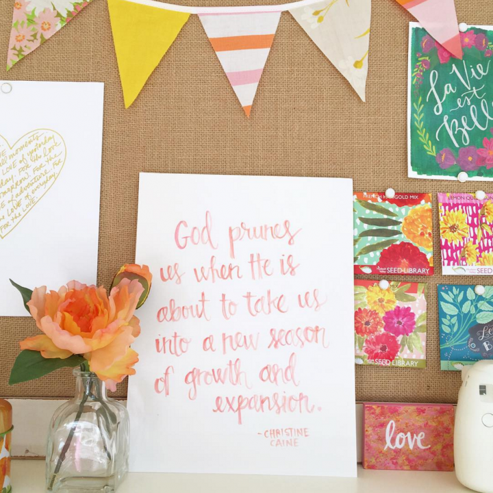 God prunes us watercolor quote