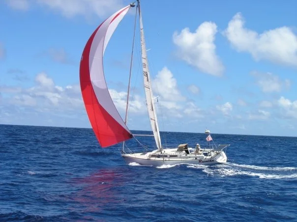 This photo was taken by Rob on Tiger Beetle after we encountered each other 1000 miles offshore.