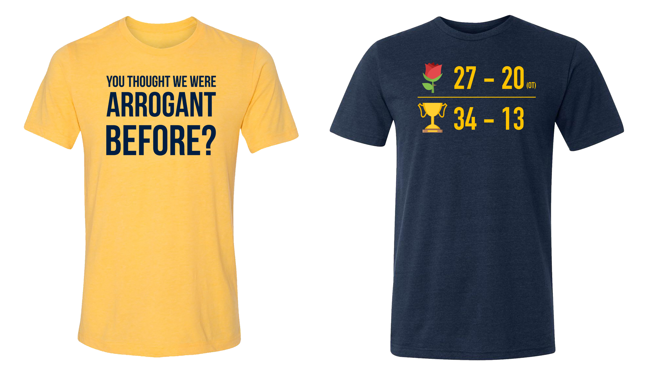  Two shirts made for the 2023 University of Michigan football season. These were featured on the MGoBlog merch page.  Imaged used with permission from Underground Printing.  