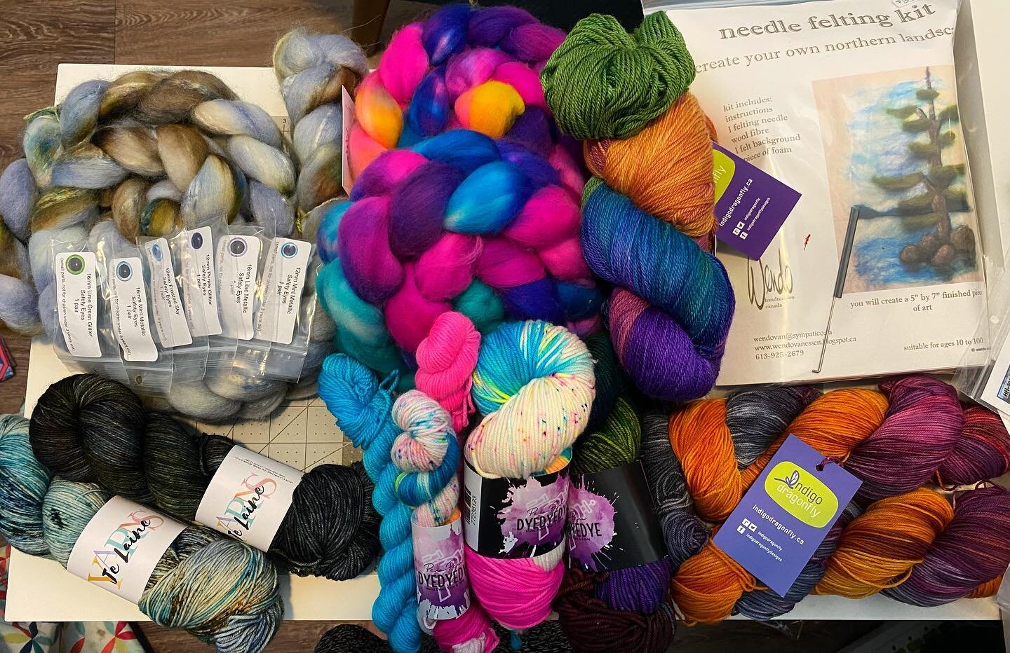 The stash enhancement of just one of our organizers at #kyaff2022 and if we&rsquo;re being honest there&rsquo;s a number of after-show orders being made because I didn&rsquo;t make it back around to everyone! @ramblingyarns @icansewmakethat  and @roo