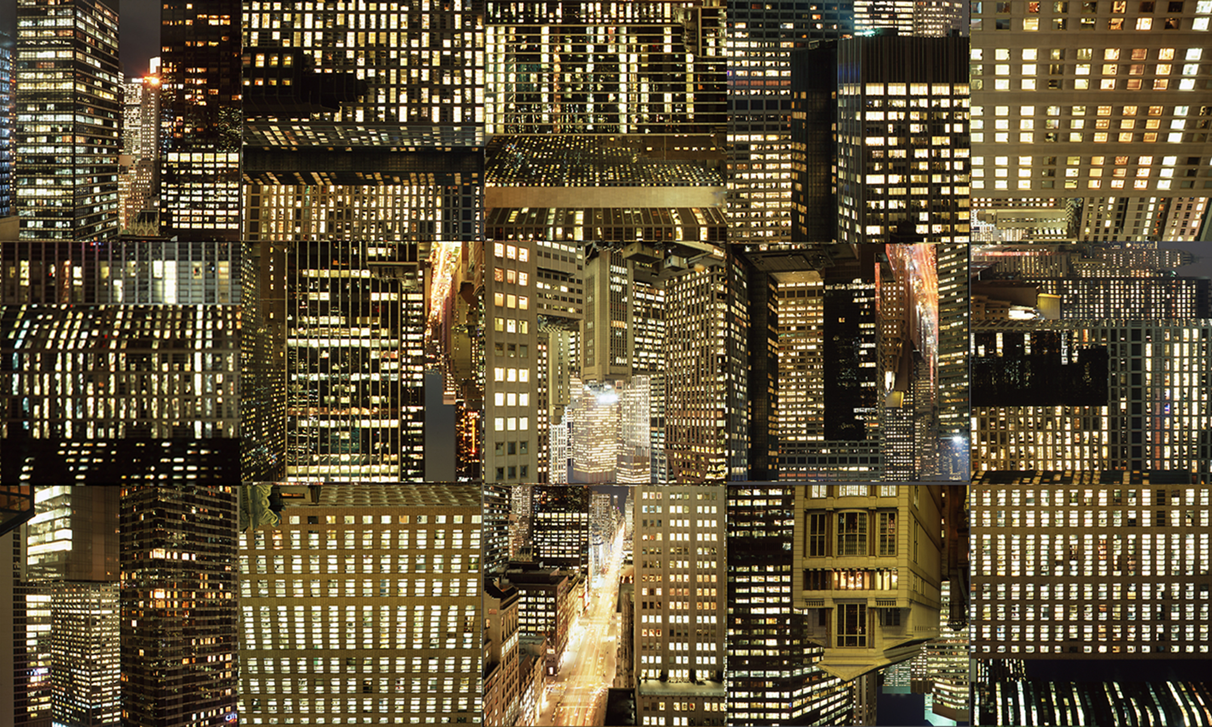  NY Night, 2014  Digital Prints Mounted on Diasec  94” x 157”    New York Noche, 2014  Impresión Digital Montada en Acrílico por Emulsión (Diasec)  240 cm x 400cm 
