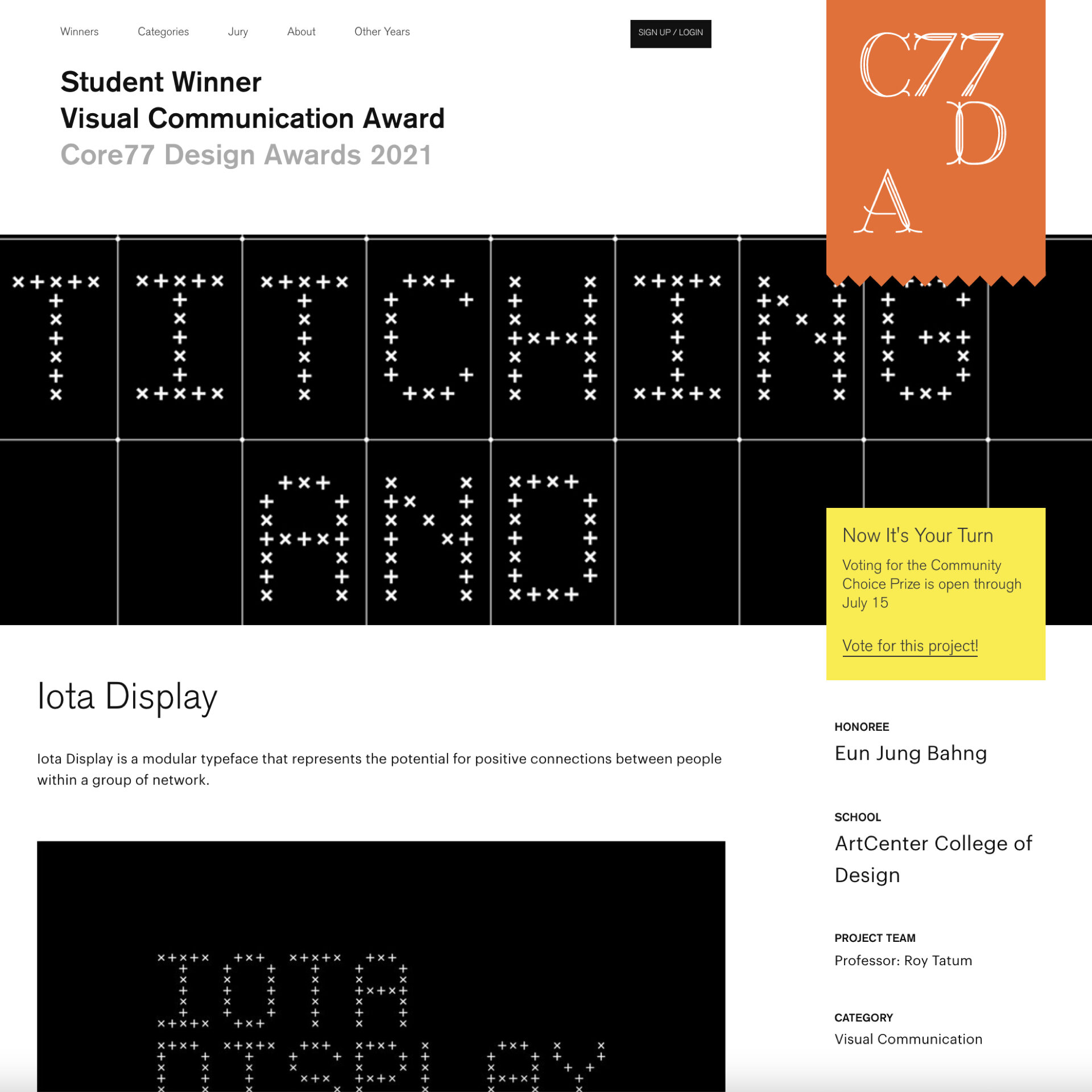 Designer: Eun Jung Bahng • IOTA Display • Professors : Roy Tatum (Copy)