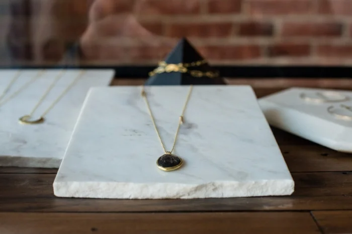 Hughes's jewelry effortlessly blends the look of a timeless heirloom with something that you would want to wear everyday. Photograph by Lydia Carmichael/The Thirty-One Percent