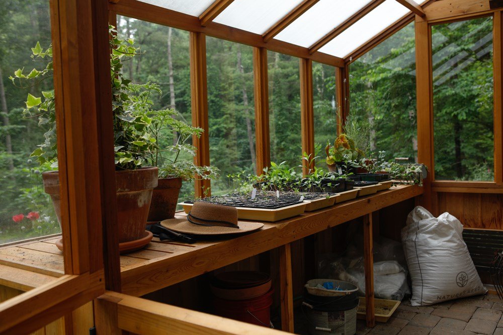 Benches Cedar Built Greenhouses, Greenhouse Shelves Ideas