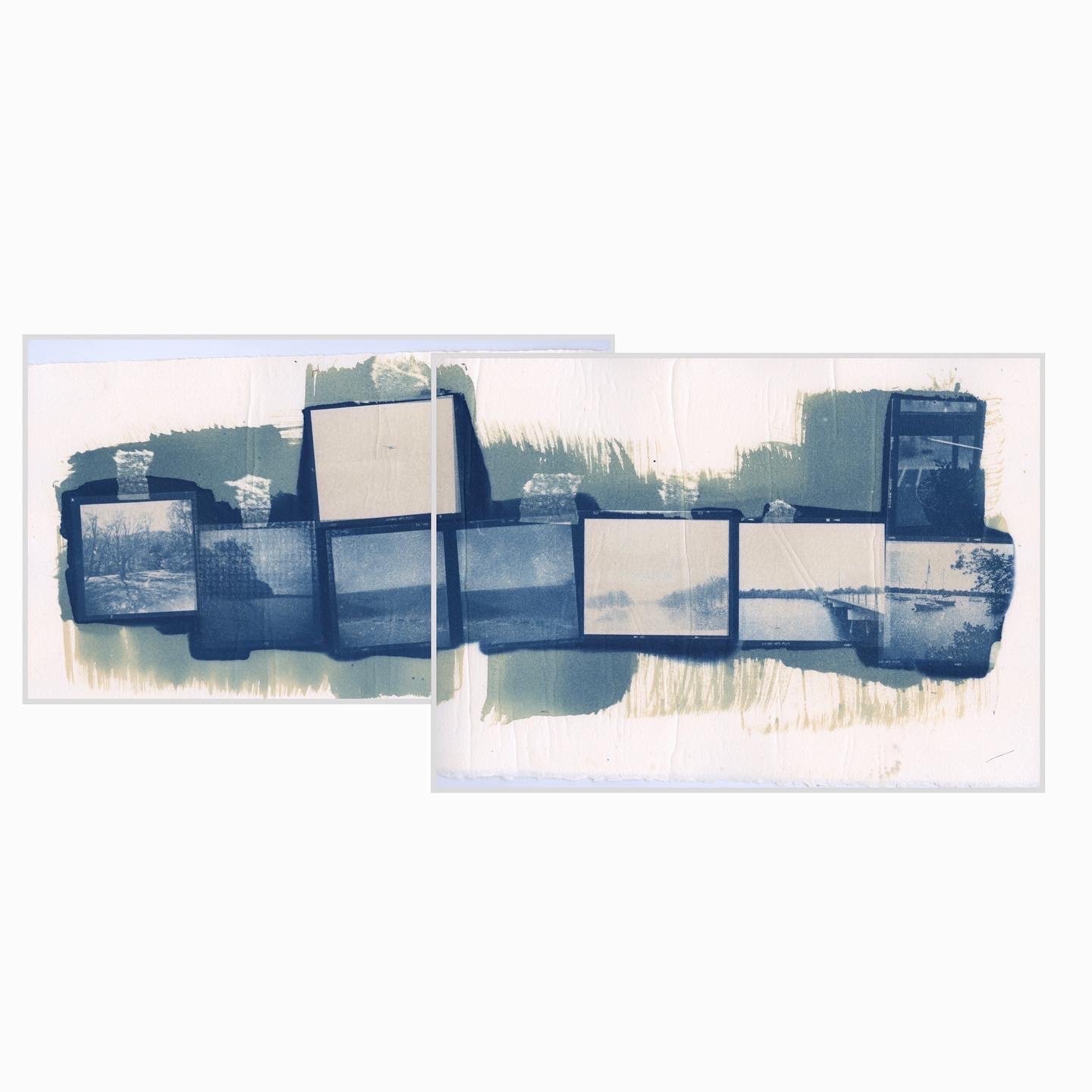  120 film cyanotype contact print collage. 