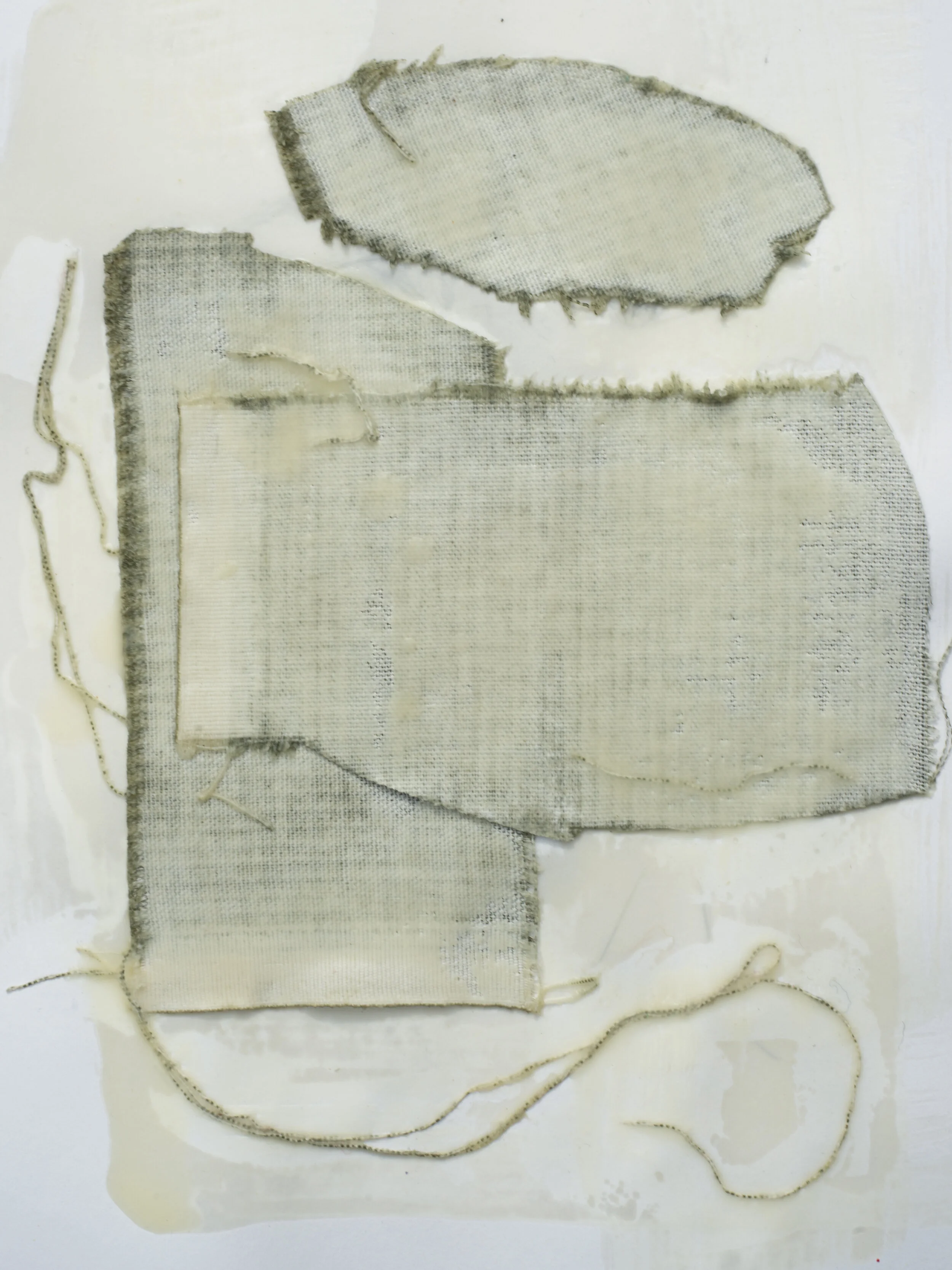 Remnant Study #1 9”x12” Encaustic & Fabric on Paper, 2019