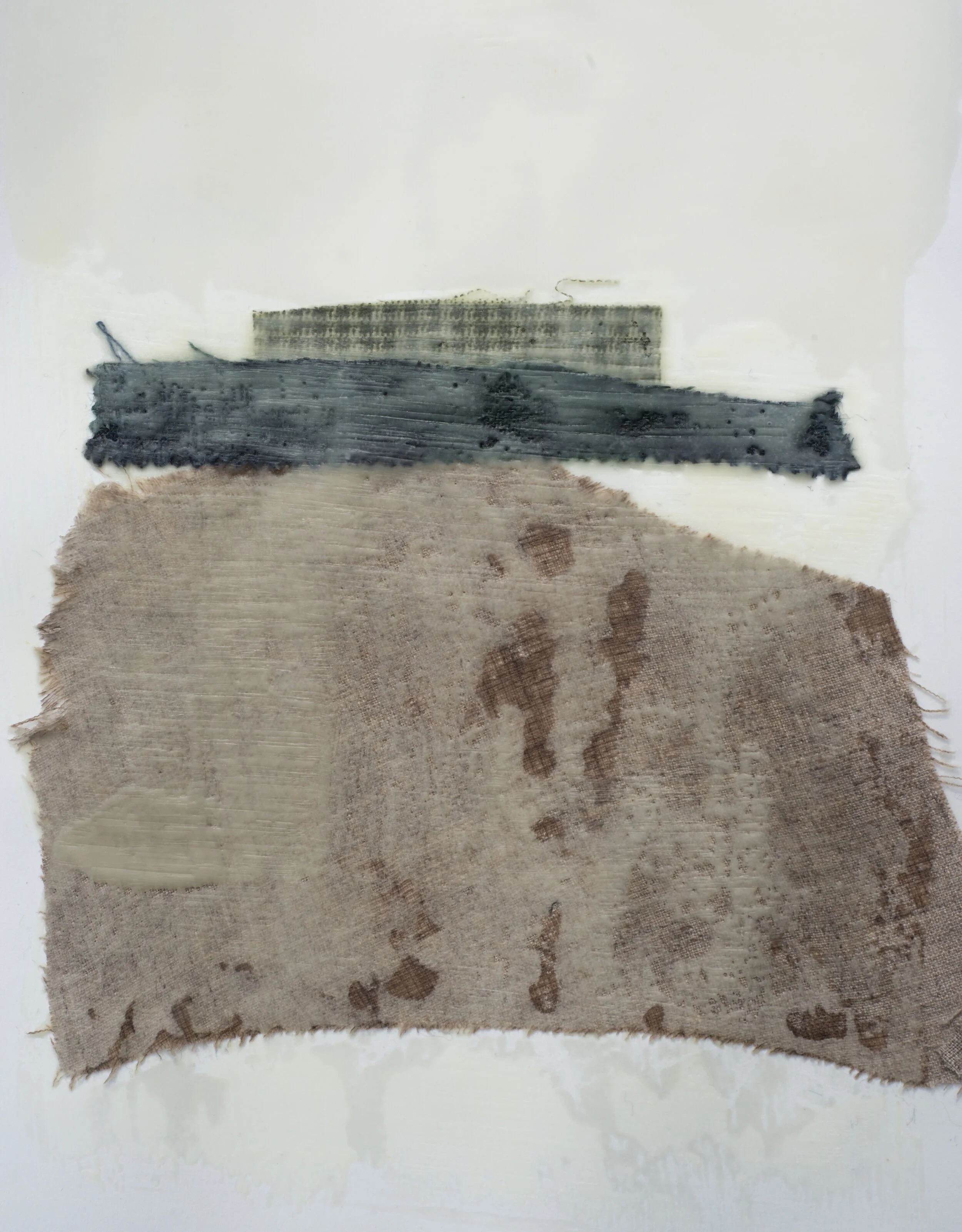 Remnant Study #5 9”x12” Encaustic & Fabric on Paper, 2019