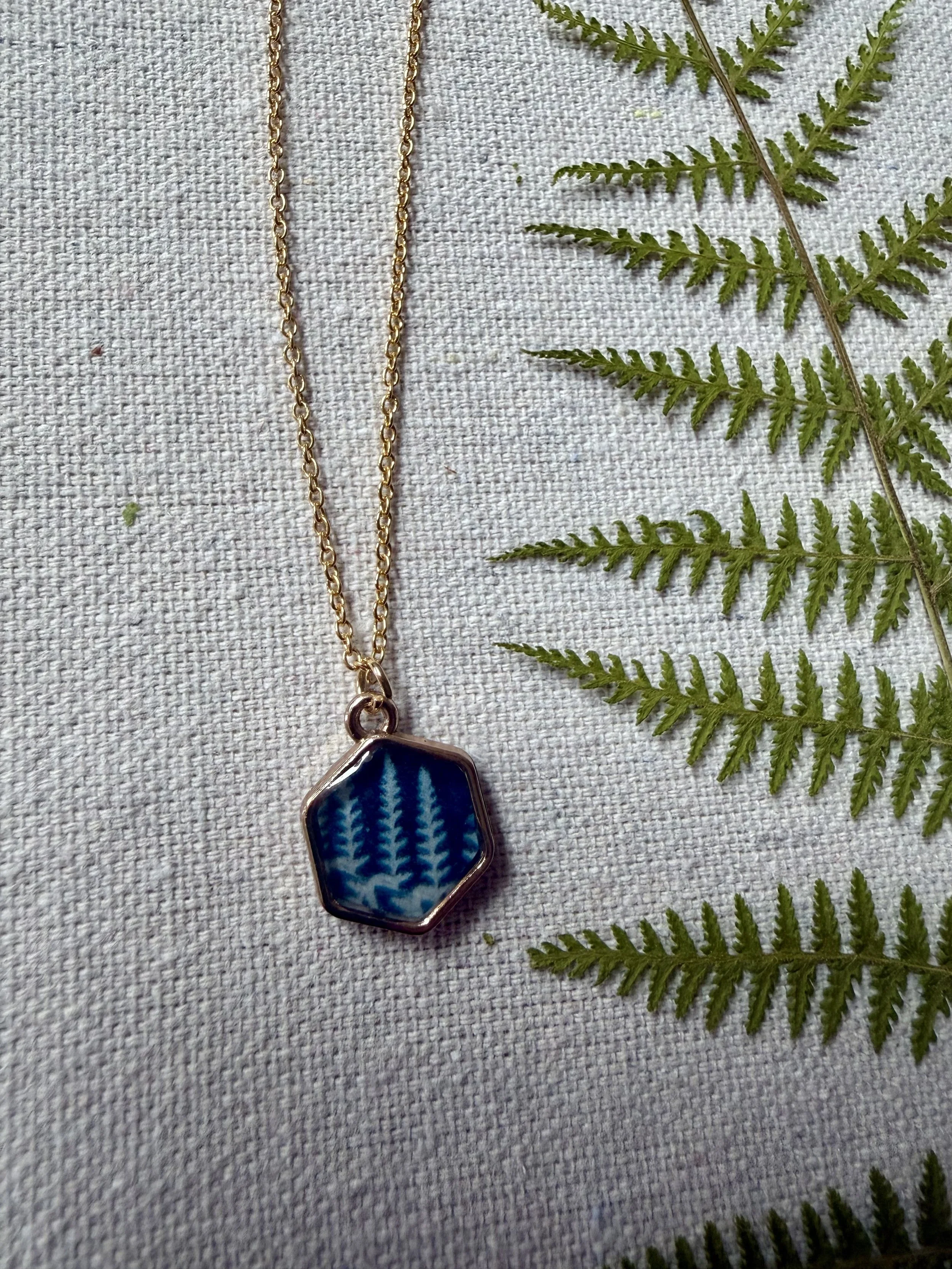 Fern Cyanotype Pendent