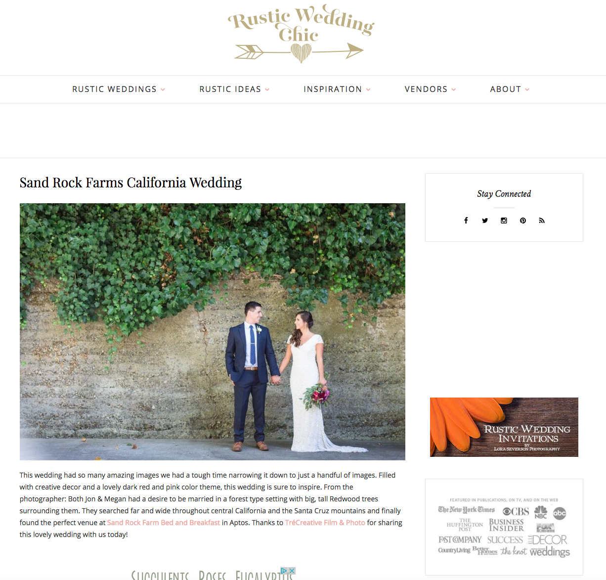 Featured on Rustic Wedding Chic - Sand Rock Farms California