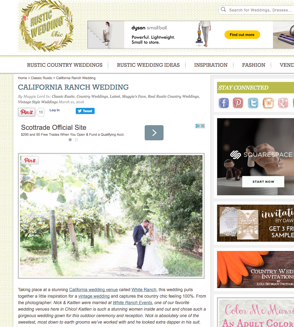 White Ranch Wedding Photographer - Featured on Rustic Wedding Chic