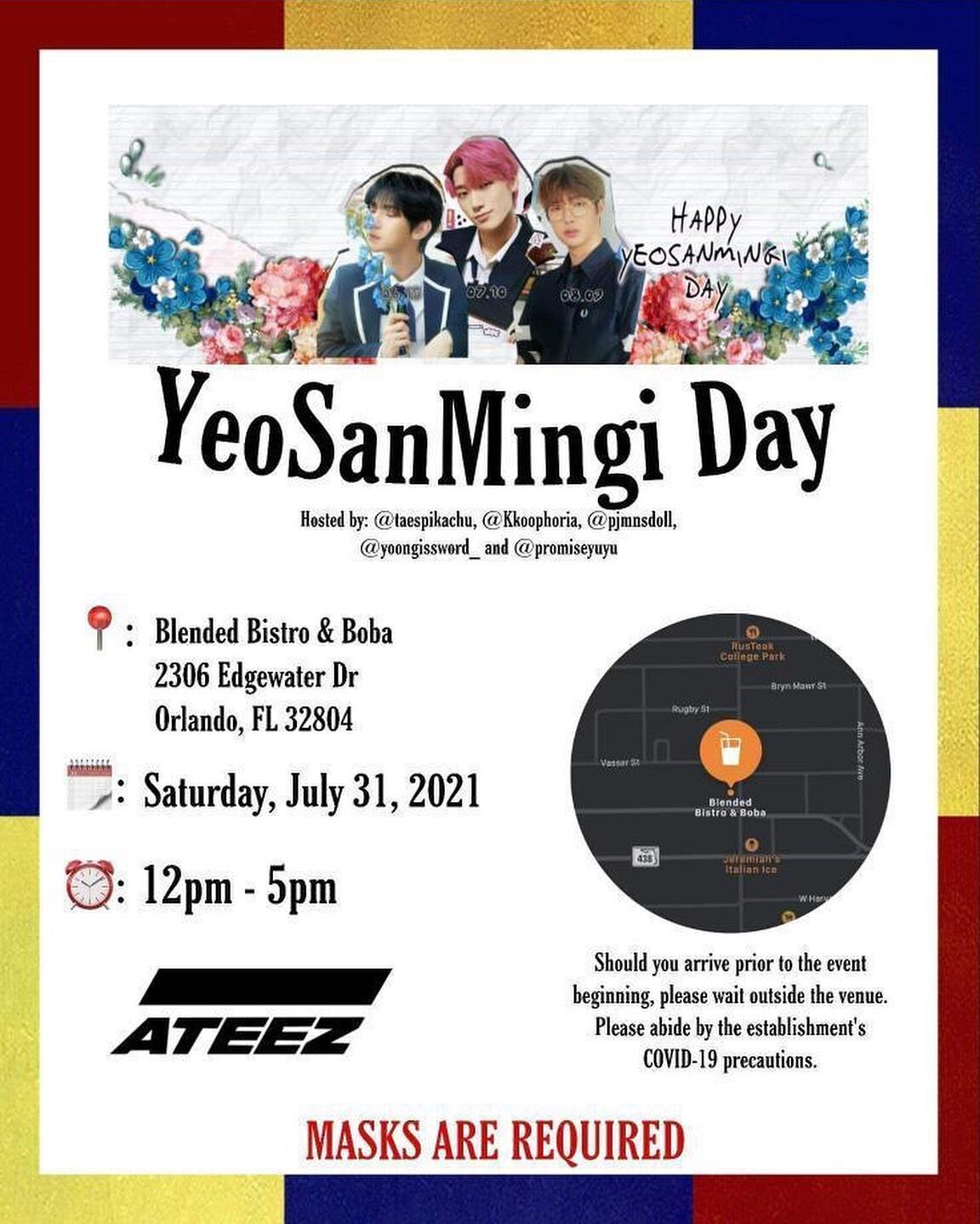 🌸YeoSanMingi Day🌸

Calling all ATINY and Kpop fans, come celebrate with us on this special day🥳🥳

Special Drinks 🧋

🥭🍑Fix On (MINGI)- Mango and Peach Fruit Slush w/ Passion Fruit Popping 

☀️Sanshine (SAN)- Rose Fruit Tea w/ Lychee Jelly

🍓St