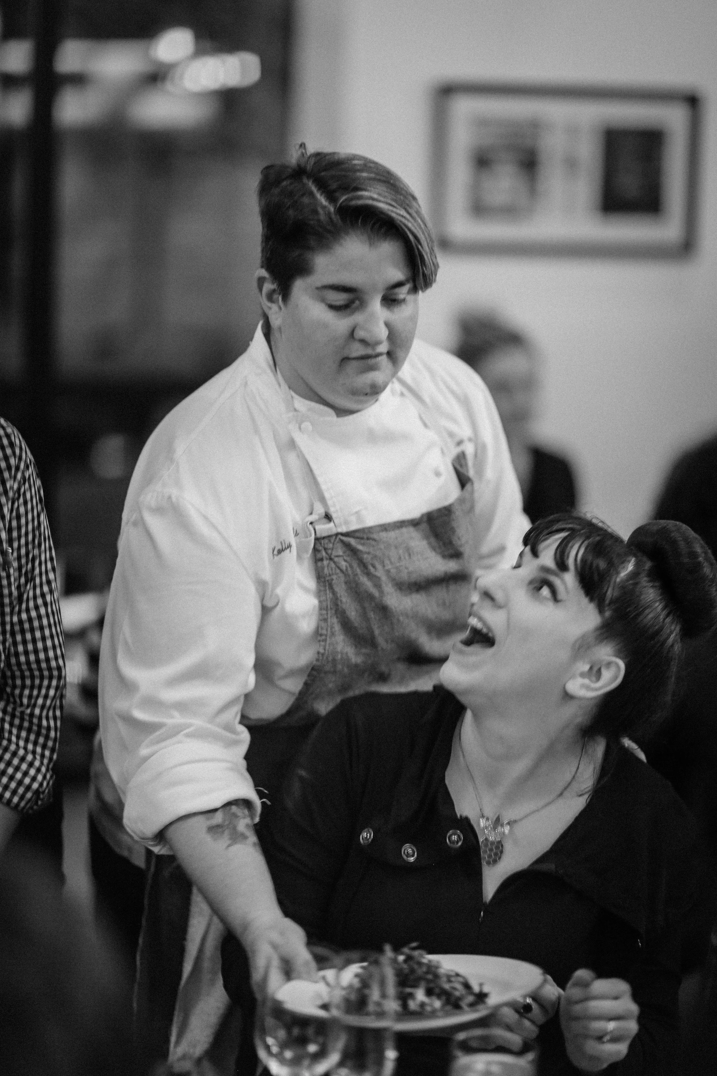 Chef Kelly Fields and Kat Kinsman