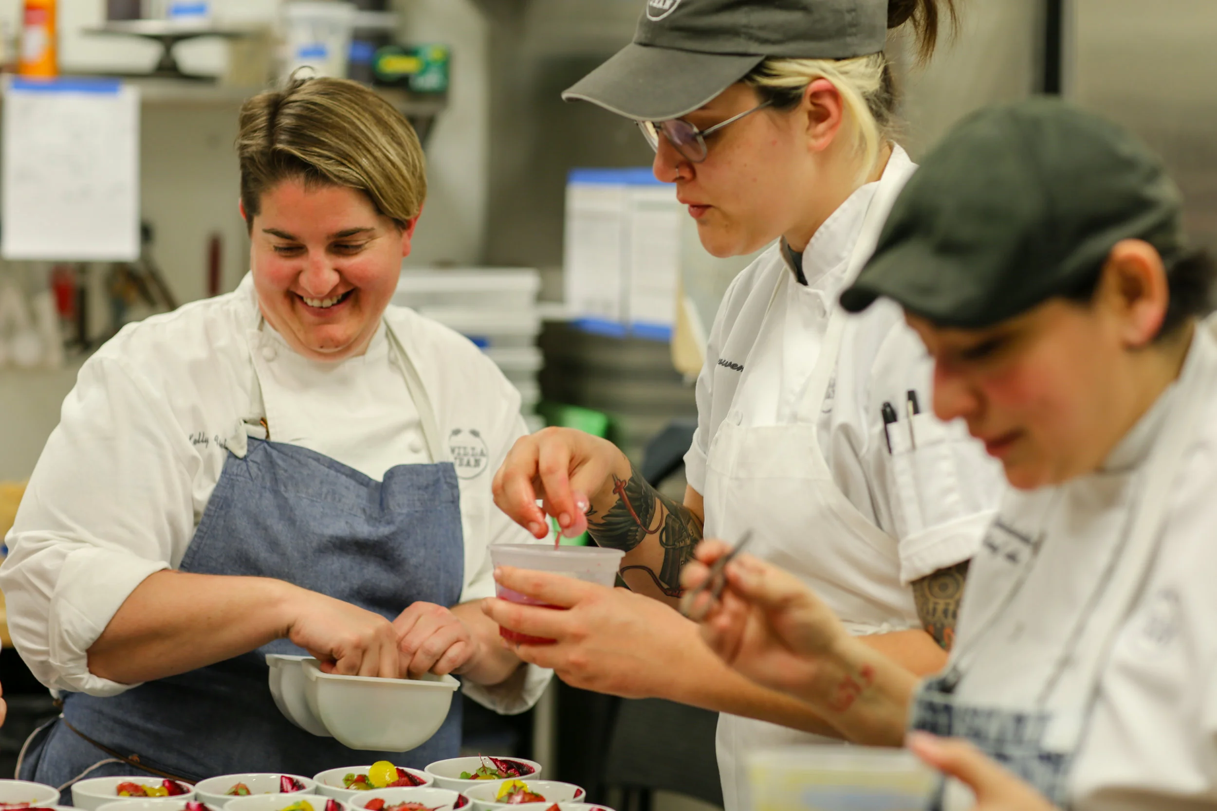 Chefs Kelly Fields, Bronwen Wyatt, and Yolanda Torres.