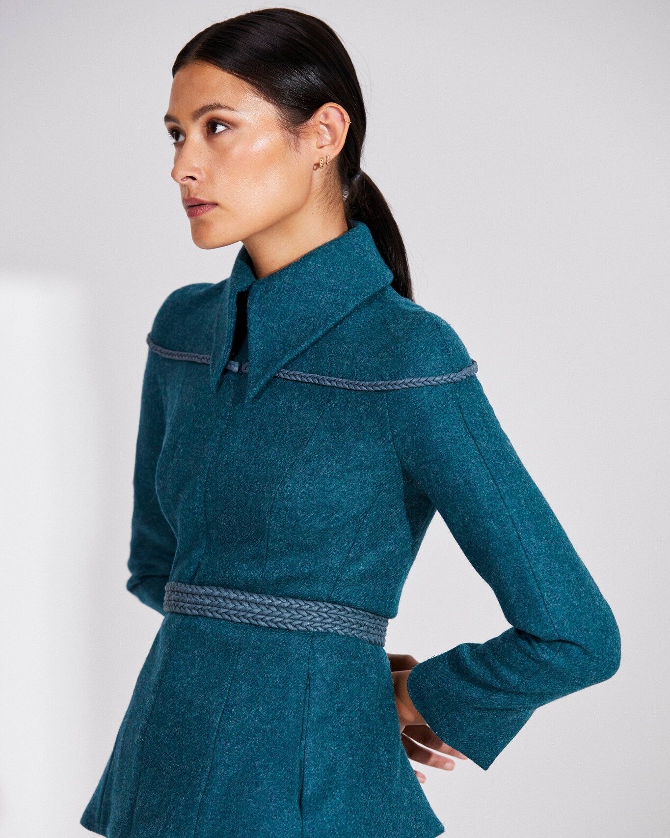 Oh, Lina! We couldn&rsquo;t possibly pick our favourite feature on our Lina jacket - could it be the striking teal colour? The plaited cord detailing? That statement collar? How fabulously flattering she is? The list is endless!

And the best news? S
