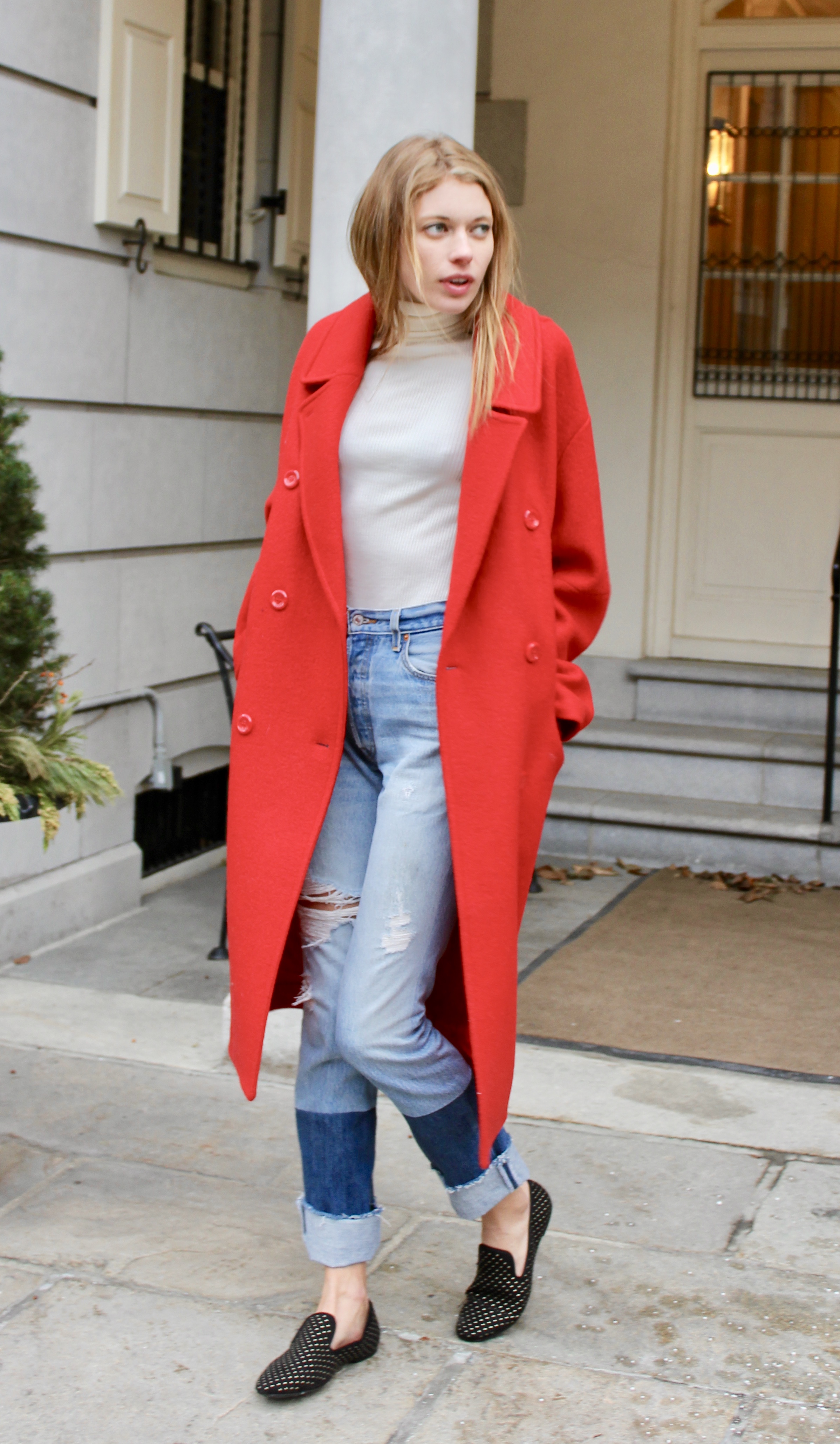 THIS JACKET . So cozy and on SALE at h&m now. The jeans are REDONE denim . Every pair I have/try on seems to fit like an absolute glove. Plus they are upcycled. Shout out to earth. I got these on way sale. Click on link the check the sale.