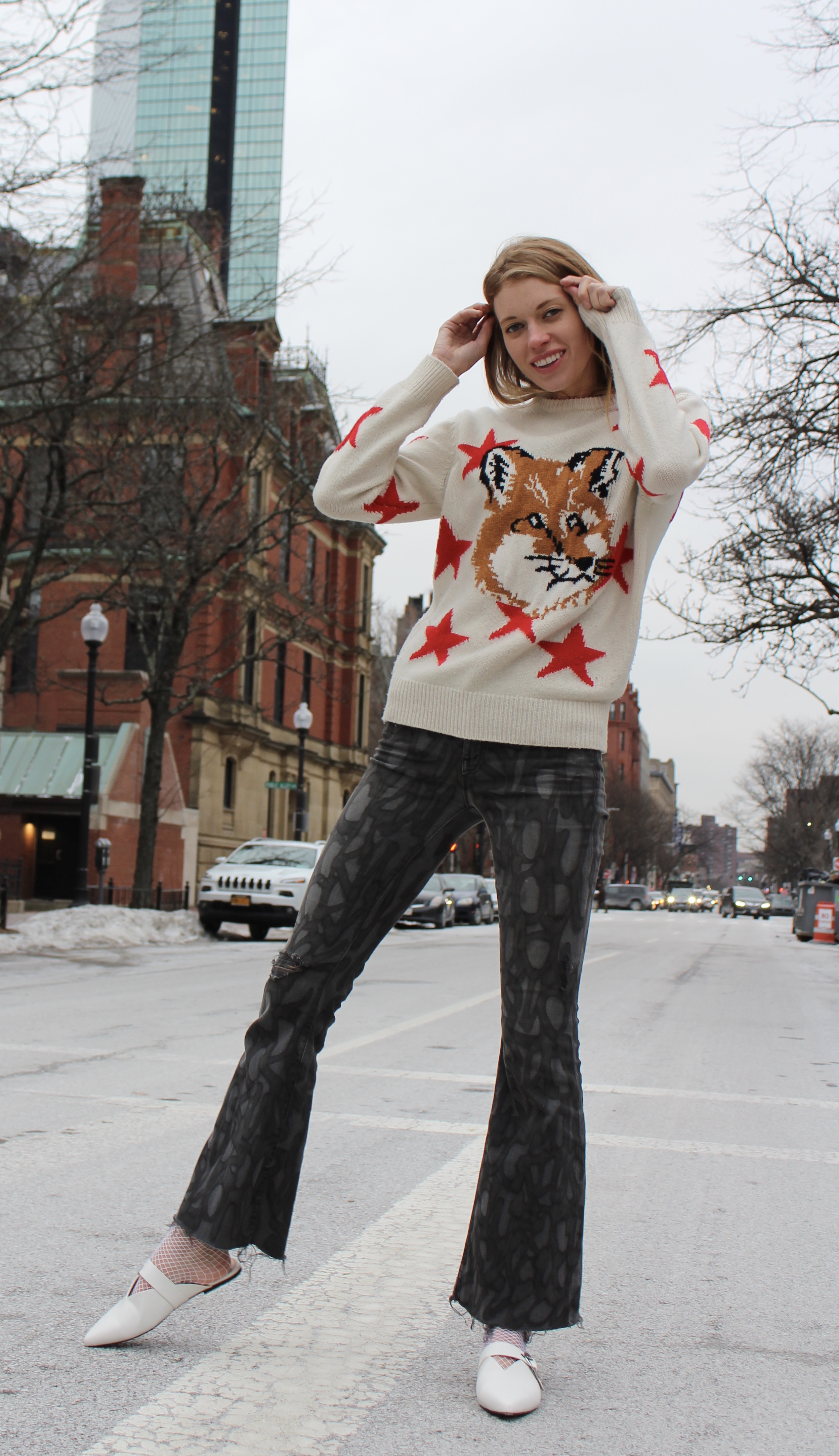 And the cutest sweatshirt of all time goes to Maison Kitsune . I've been wearing this since September. Thanks All Too Human Boston for being the best boutique in Back Bay