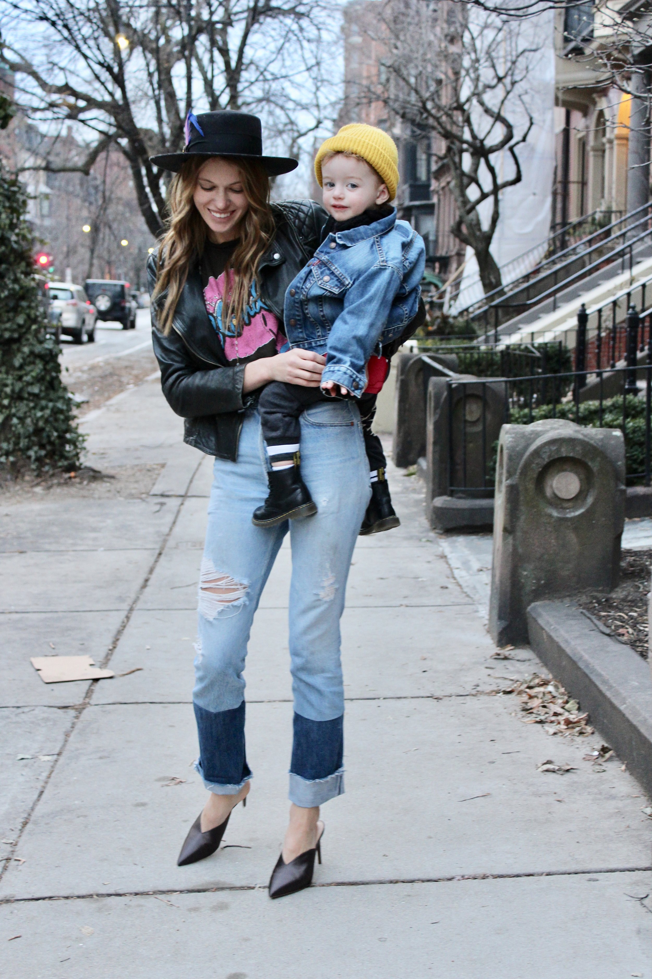 Hat is from Goorin Bros . I got it in the store when Garrett and I were in New Orleans, they don't have the same one but I'm linking to a similar blue one! Jacket is All Saints! Love all saints leather products.This is not the exact jacket but linking to similar one here . I just got a new one so I'm selling this one on my Shirt is MADEWORN from intermix Pants are REDONE denim . they may seem expensive but they are all pretty much one of a kind and always have sales! I love mine they fit like a glove. SHOES are from target ! and on sale:)